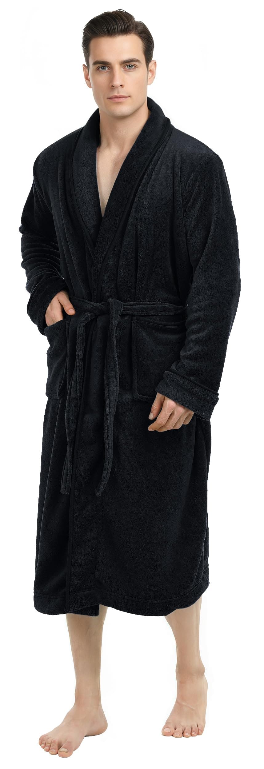 Mens Robe, Luxury Plush Fleece Mens Bathrobe, Spa Bath Robe for Men