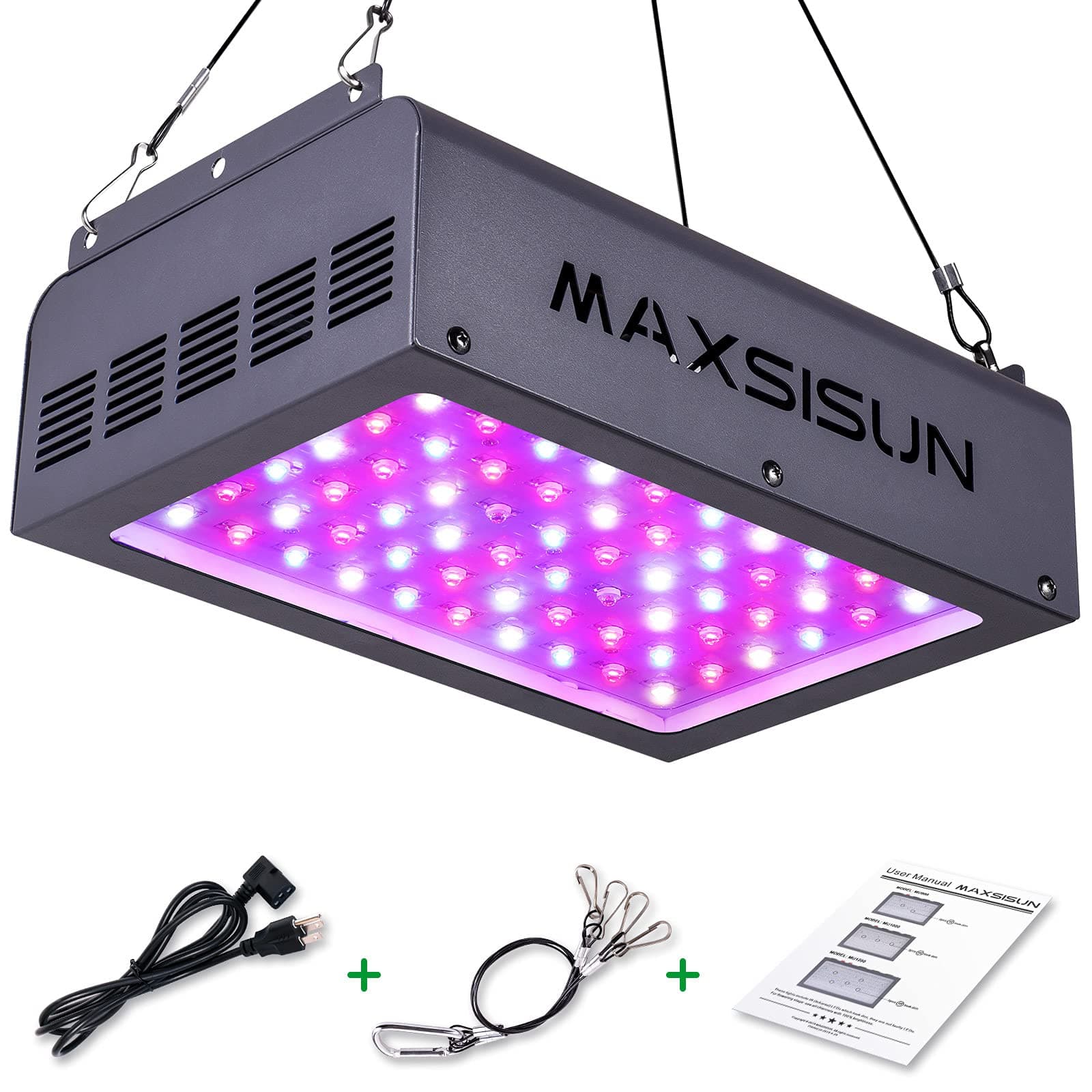 MAXSISUN 600W LED Grow Light, Full Spectrum LED Grow Lights for Indoor Plants Veg and Bloom, Plant Growing Lamps to Cover a 2x2ft Flowering Space (60pcs 10W Double Chips)