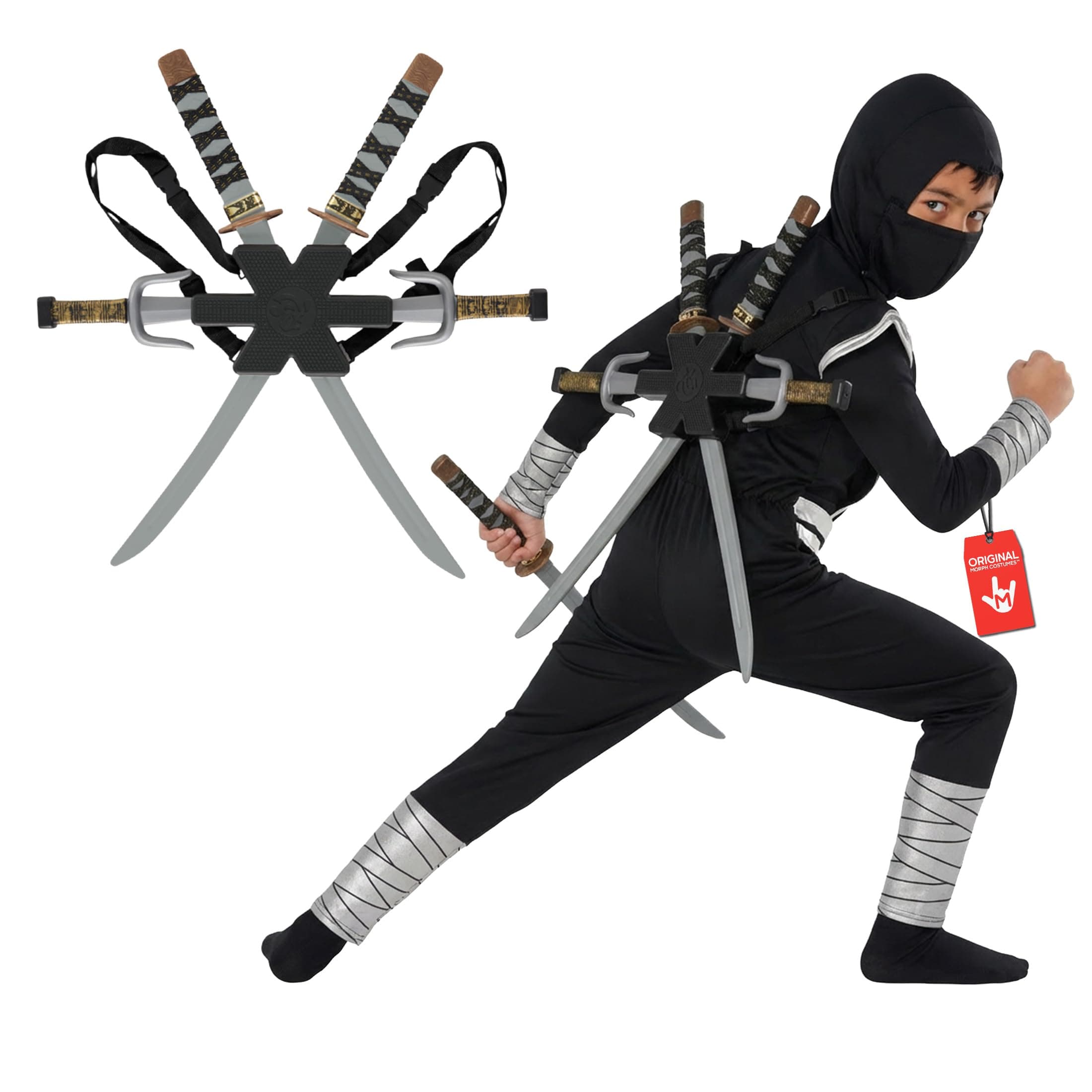 Morph BPA Free Ninja Swords Kids With Back Strap, Ninja Toy Sword For Kids, Boys Halloween Costume