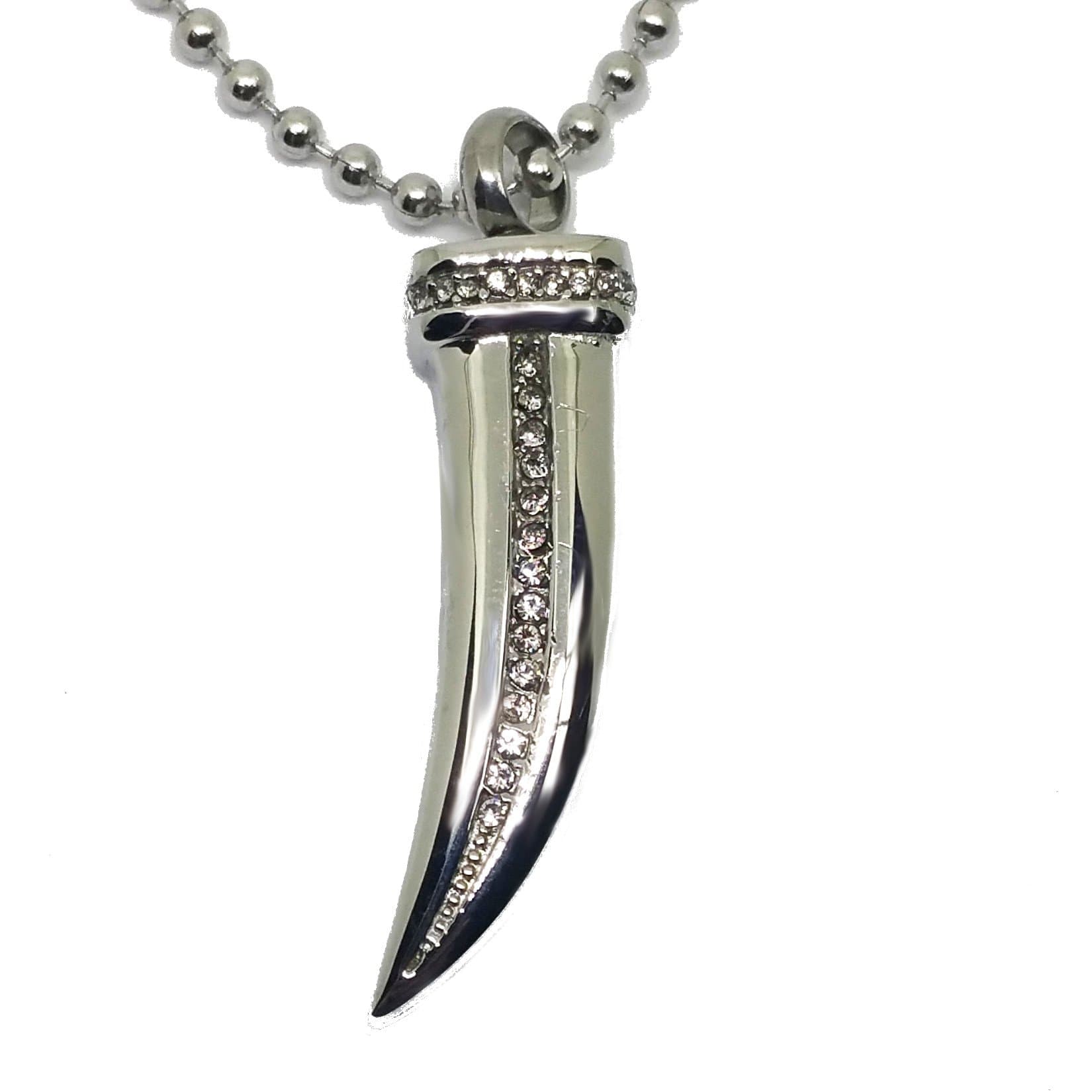 Cremation Jewelry for Ashes Cubic Zircon Wolf Tooth Fang Urn Necklaces Stainless Steel Pendant for Men and Women Dog Cat Funeral Day. Keepsake for Loved One