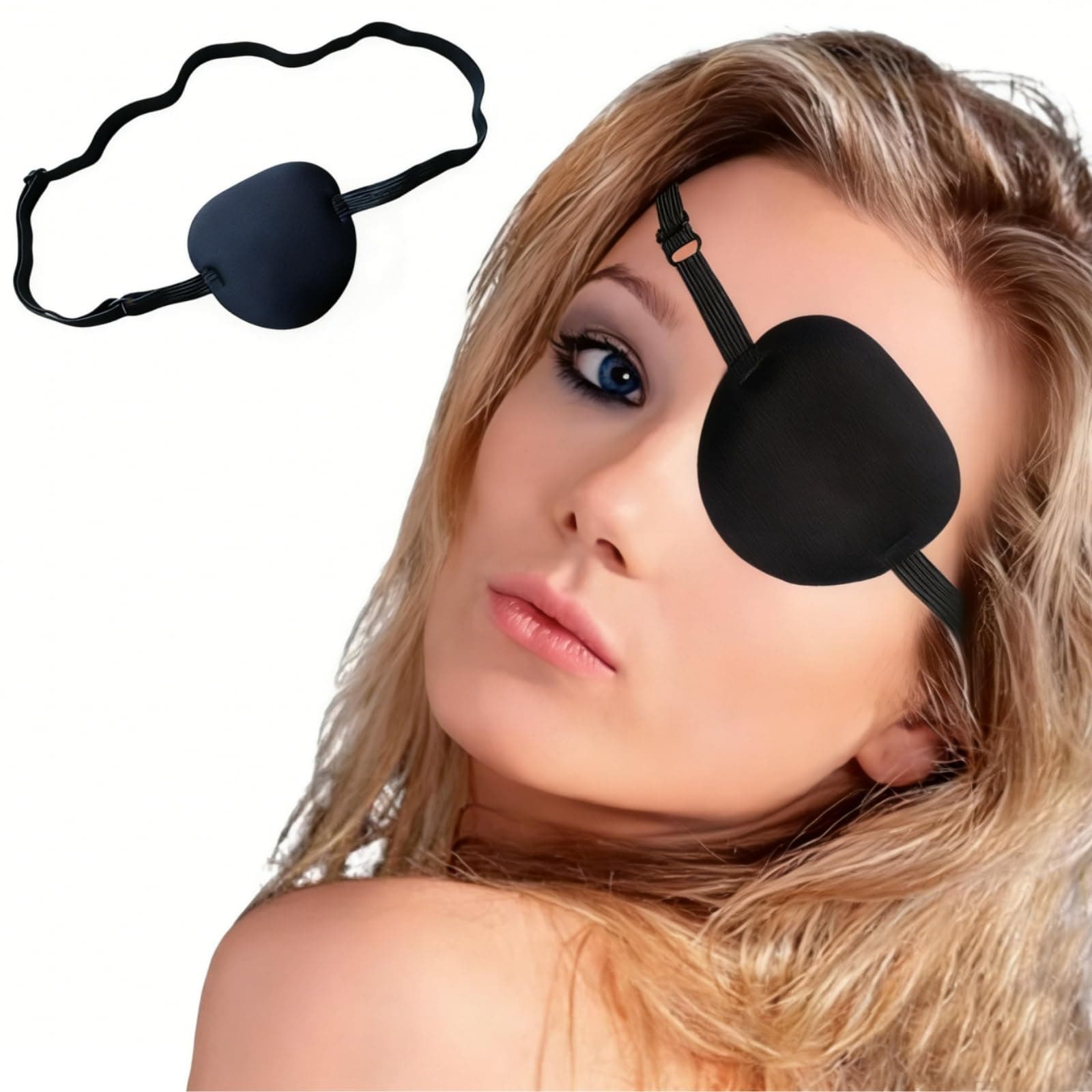 Xianglangsuccess Monocular Black Eye Patch, Washable, Amblyopia, Medical Eye Patch, Pirate Suit for Adults and Children