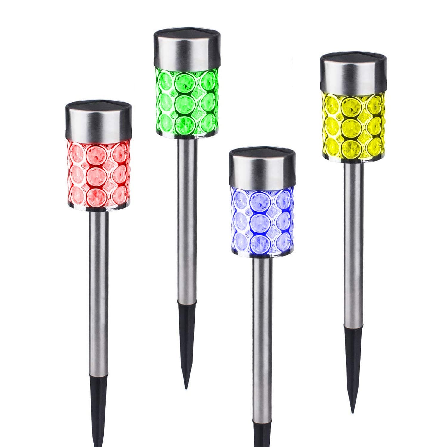 Solar Lights Outdoor,Solar Pathway Lights, Color Change Solar Stake Lights for Garden, Patio, Walkway, 4 Pack