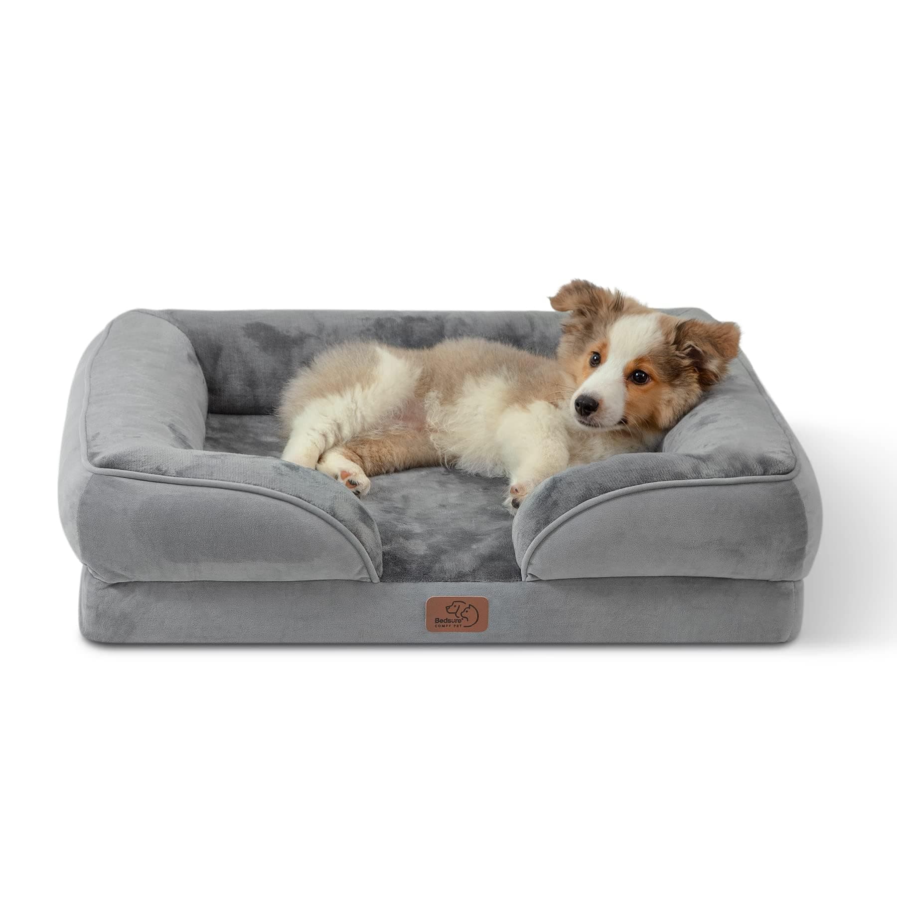 Orthopedic Dog Bed for Medium Dogs - Waterproof Dog Sofa Beds Medium, Supportive Foam Pet Couch Bed with Removable Washable Cover, Waterproof Lining and Nonskid Bottom, Grey