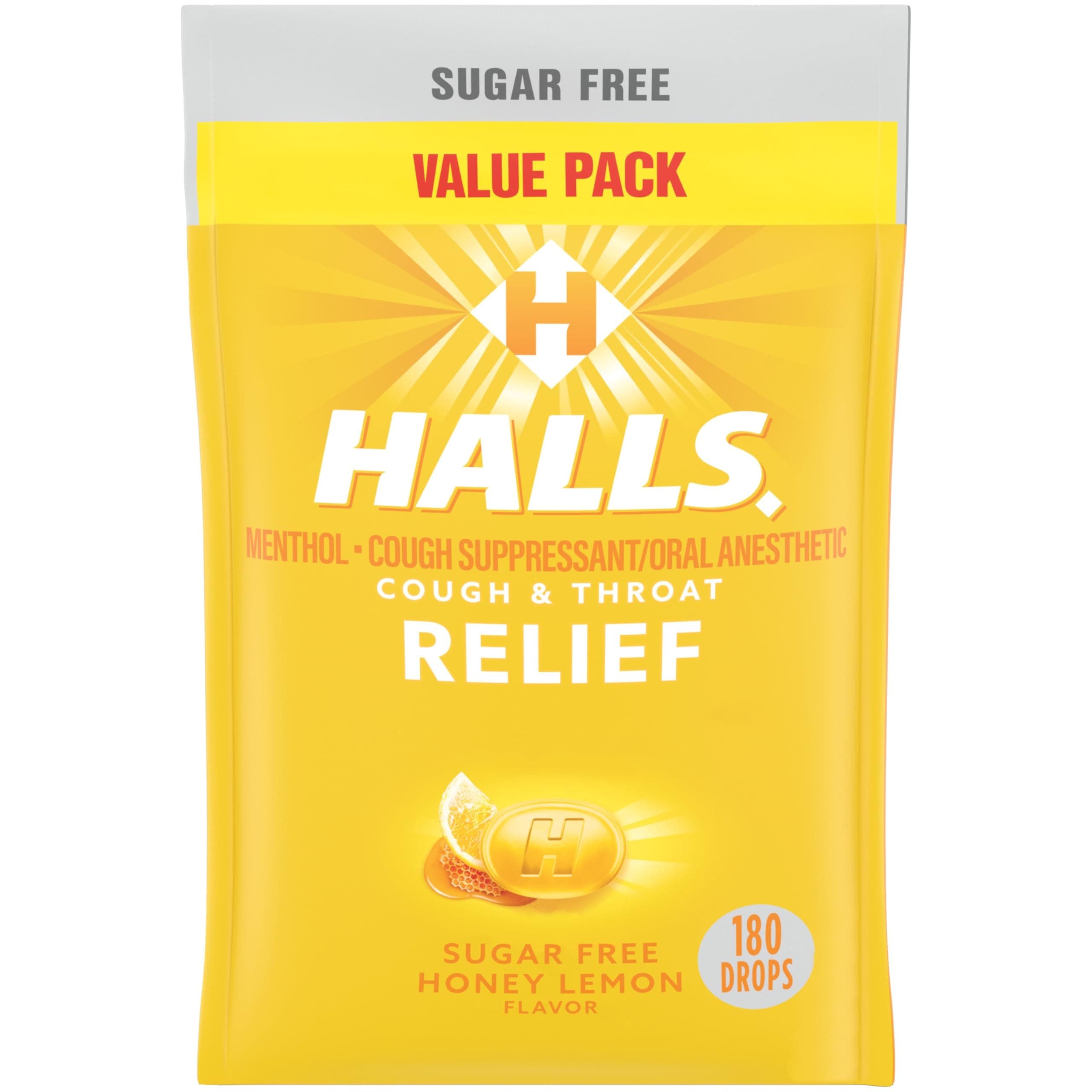 Halls Mentho-Lyptus - Suger Free Honey Lemon 180 drops