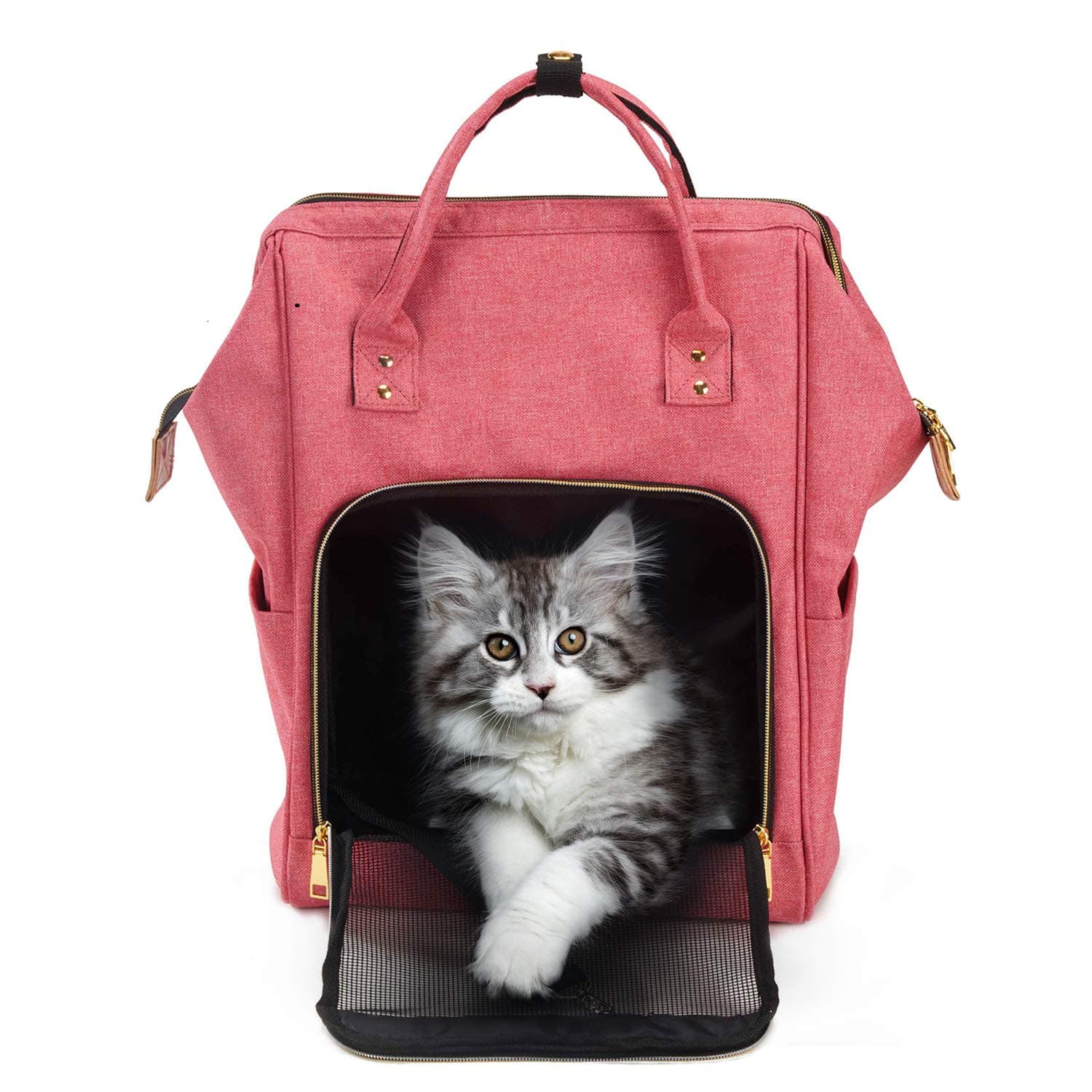 HAPPY HACHI Cat Carrier Backpack for Small Dog Rucksack Handbag Puppy Travel Bag Portable Airline Approved Pet Rabbit Carrier (Pink)