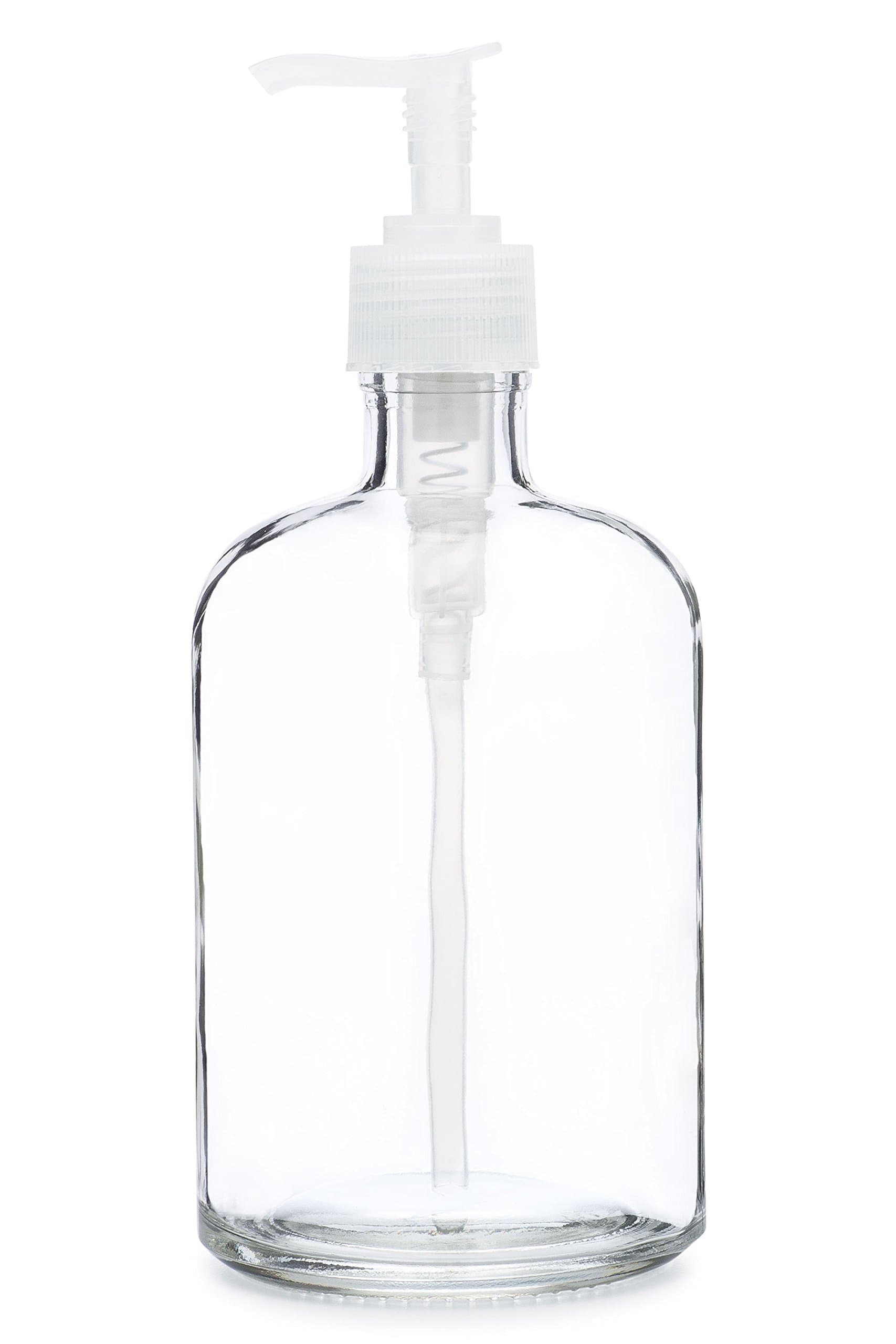 Rail19 Clear Recycled Glass Soap Dispenser with BPA Free Plastic Pump, 13.5oz (Clear Pump)