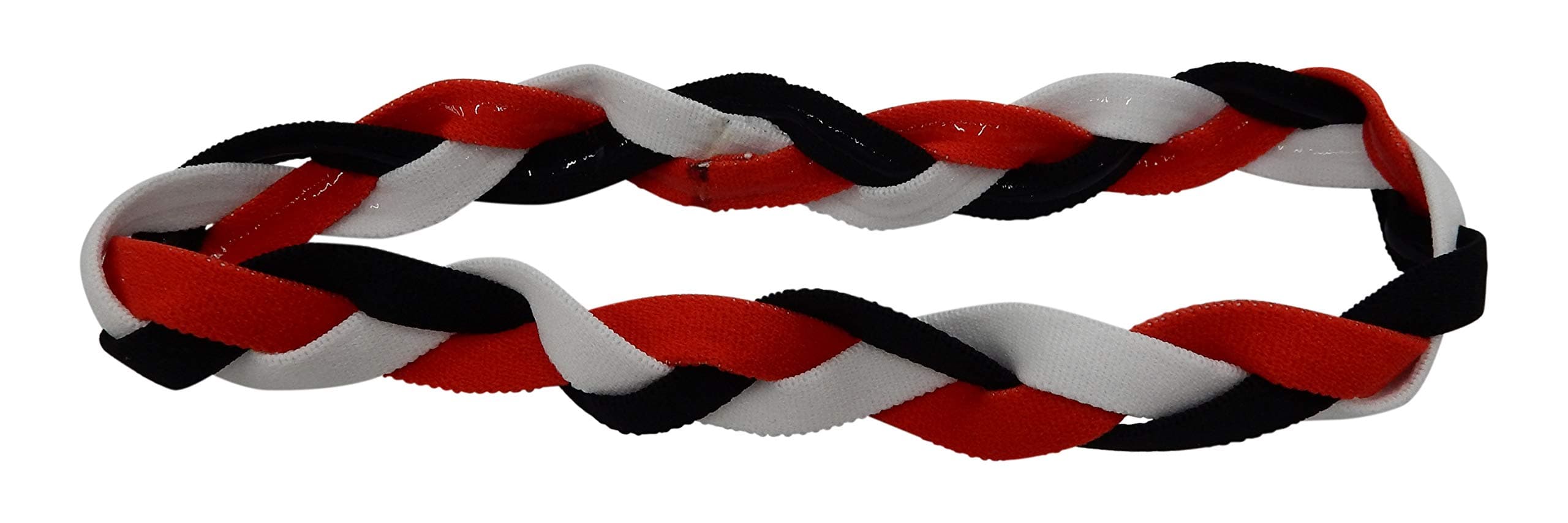 NEW! Red Black White Braided 3 Band NON SLIP Sports Headband