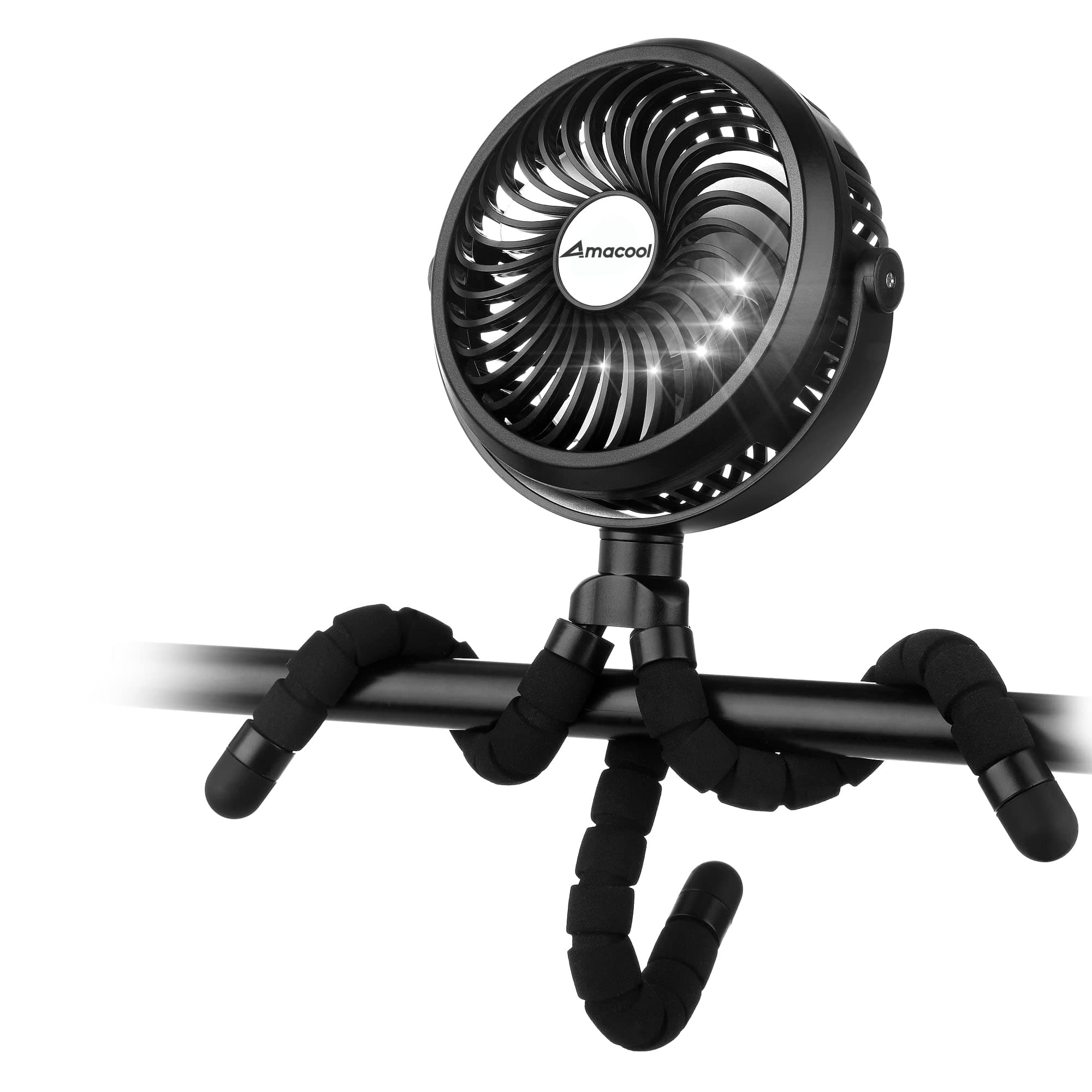 Battery Operated Stroller Fan Flexible Tripod Clip On Fan with 4 Speeds and 360 Degree Rotation for Car Seat Crib Bike Treadmill
