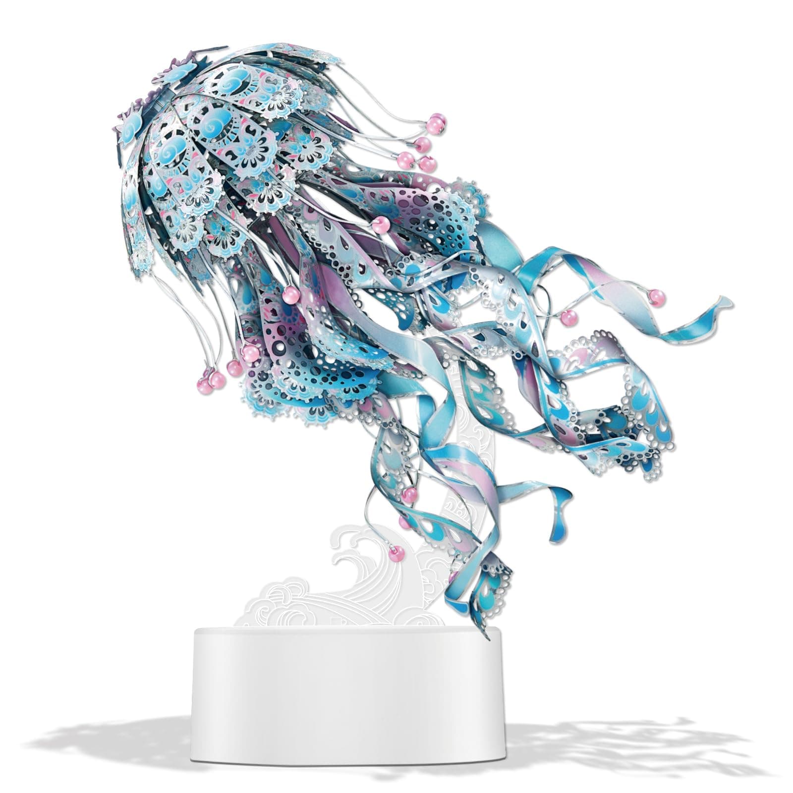 3D Puzzles for Adults, Jellyfish Night Light with USB Plug, Ocean Animals 3D Metal Model Building Kits, Hobbies DIY Assembling Arts and Crafts
