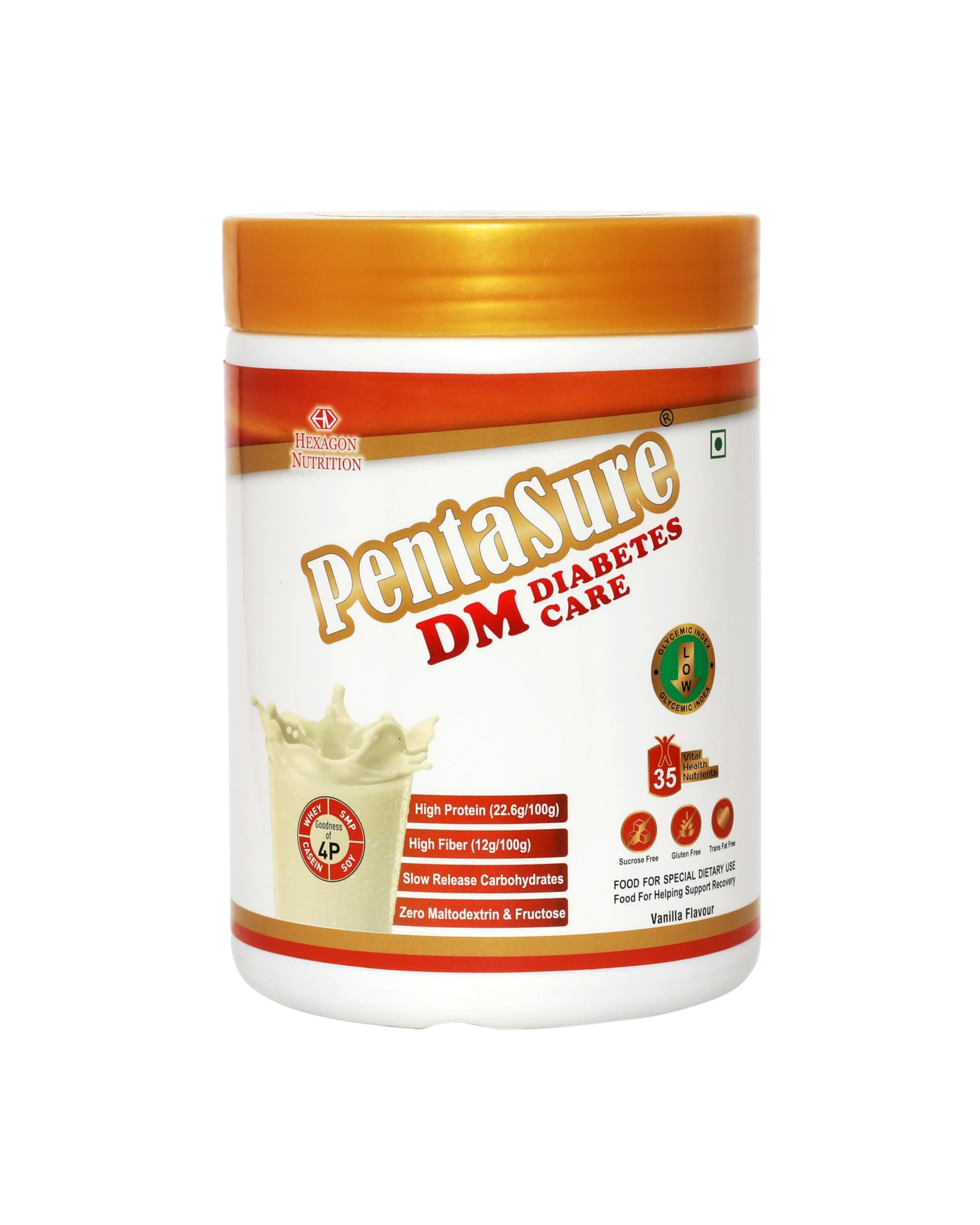 Pentasure DM Diabetes Care Nutrition Drink To Help Manage Blood Sugar Levels| Vanilla Flavor| 400 Gram | 4 Proteins| High Fiber & Zero Maltodextrin