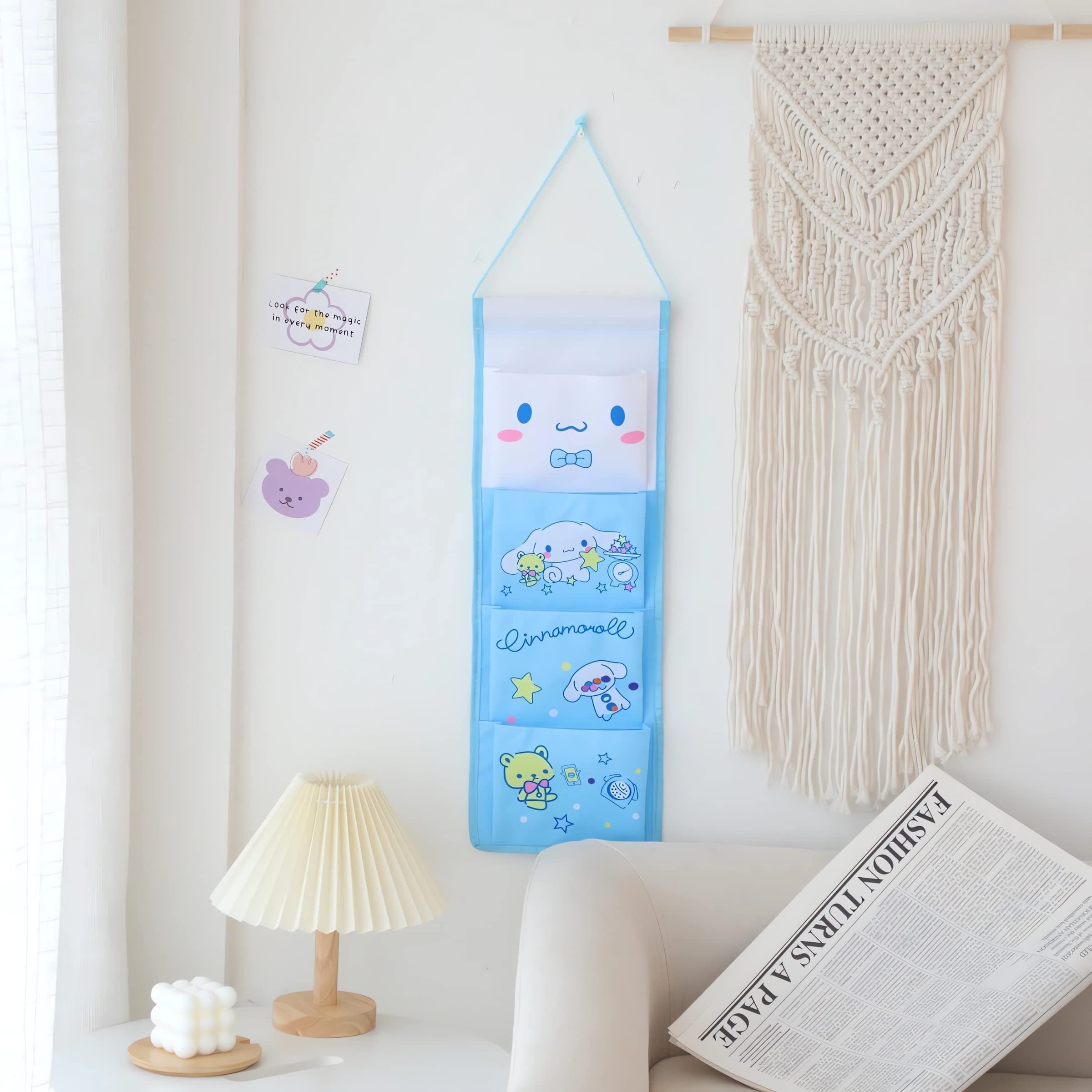 Cute Cartoon Hanging Closet Organizers and Storage, 4-Shelf Closet Hanging Storage Shelves for Girls Bedroom