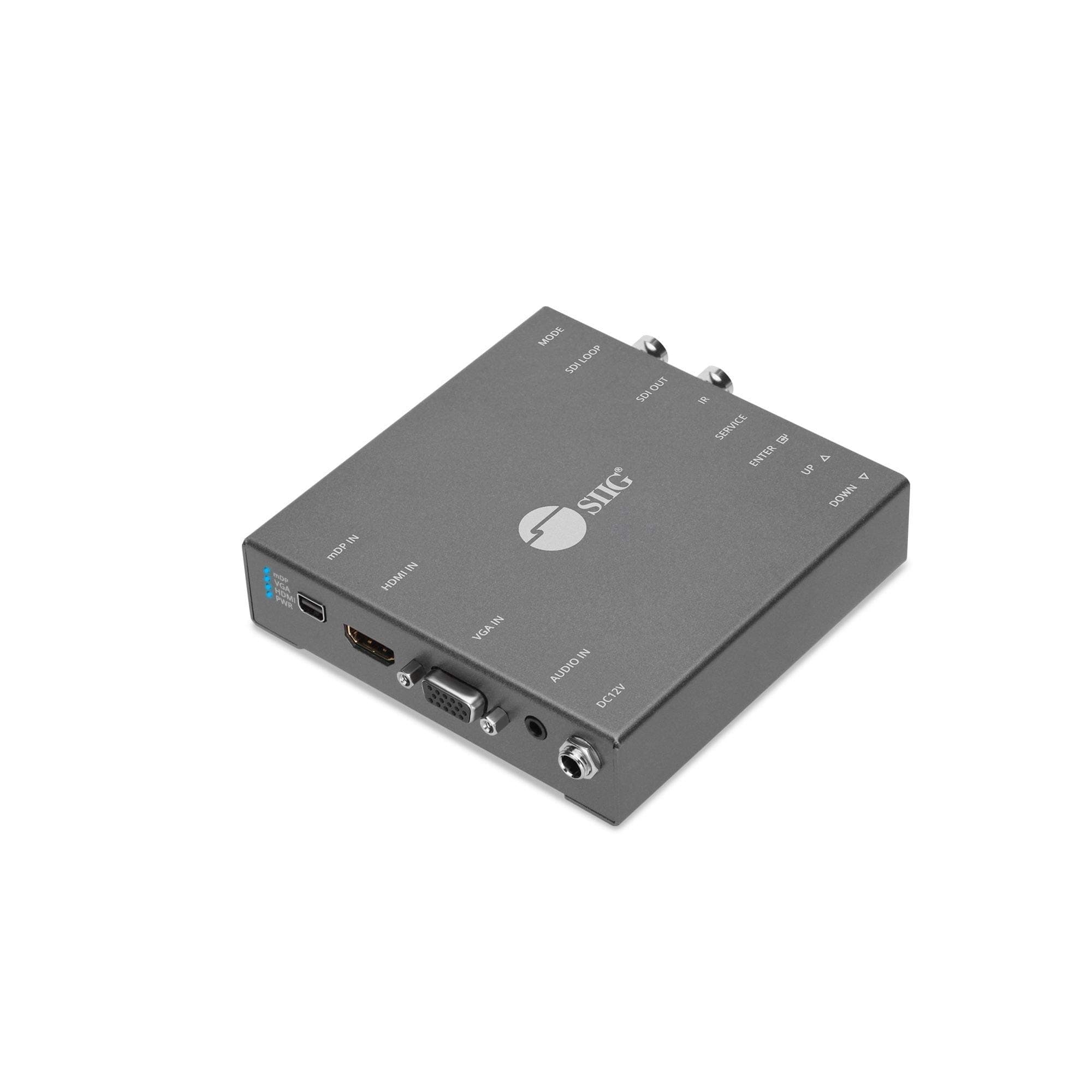 SIIG Multiple Video Format to SDI Scaler Converter - Input HDMI/mDP/VGA to Output 3G/HD/SD-SDI - USB Firmware Upgradable - Wall Mountable - Loop-out - TAA Compliant (CE-H24J11-S1)