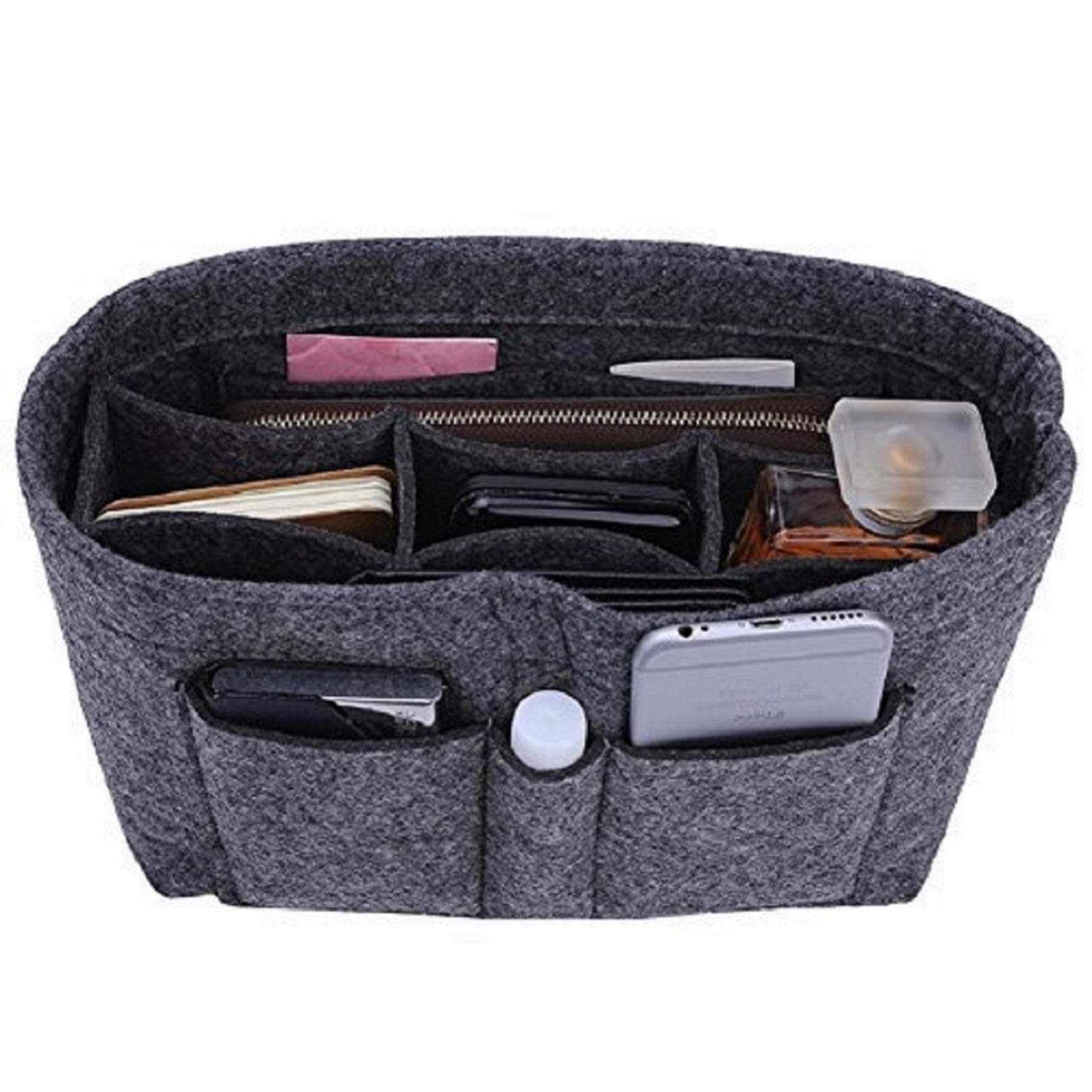 ZTUJO Purse Organizer Insert, Felt Bag Organizer For Handbag Purse Organizer,13 Colors, 6 Size (Large,Grey)
