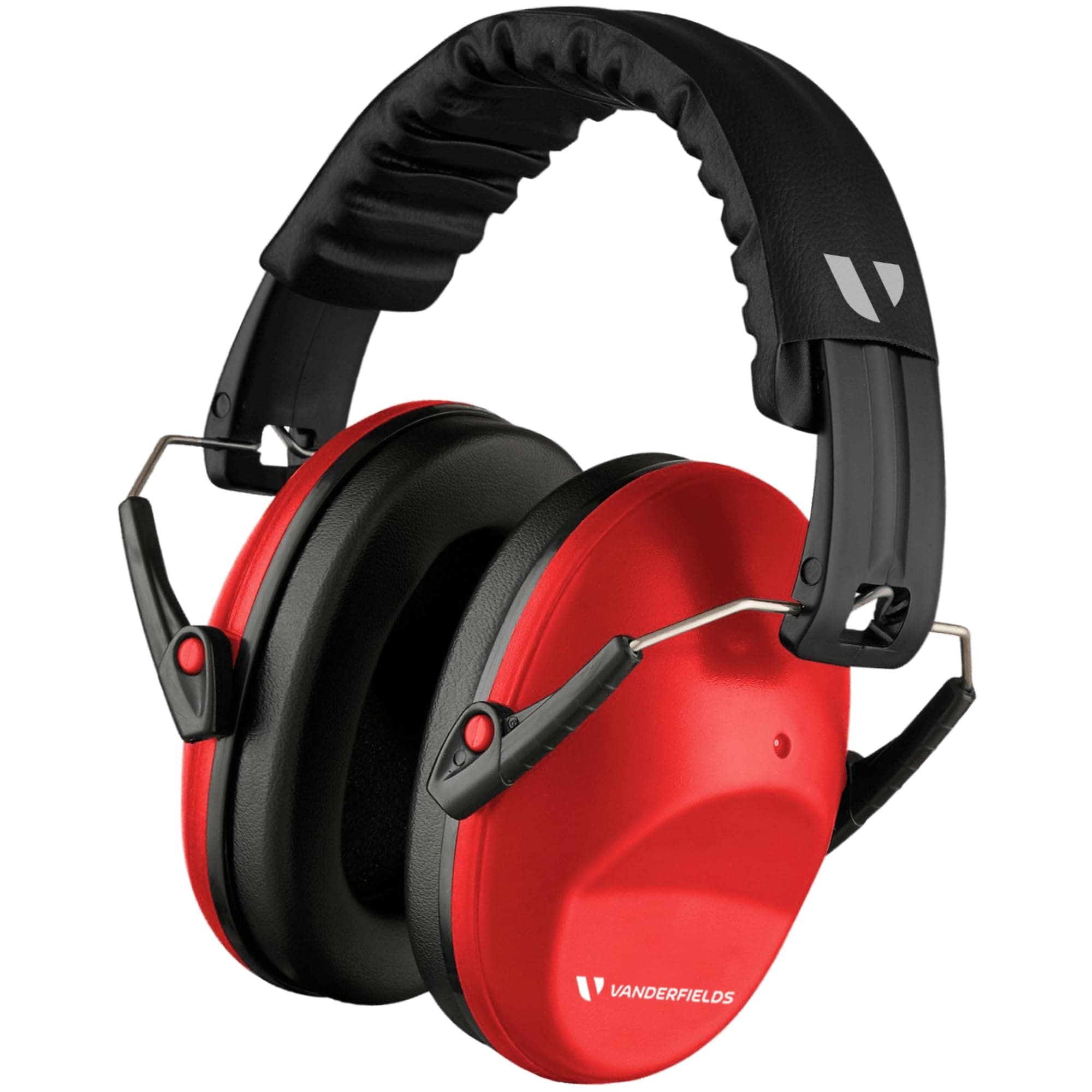 Vanderfields Premium Hearing Protection Ear Defenders - Broad Spectrum Sound Reduction 33.2dB at 2K Hz Noise Cancelling - Headset Safety Noise Cancellation - Headphones Kids 3-12 - Red Nomad