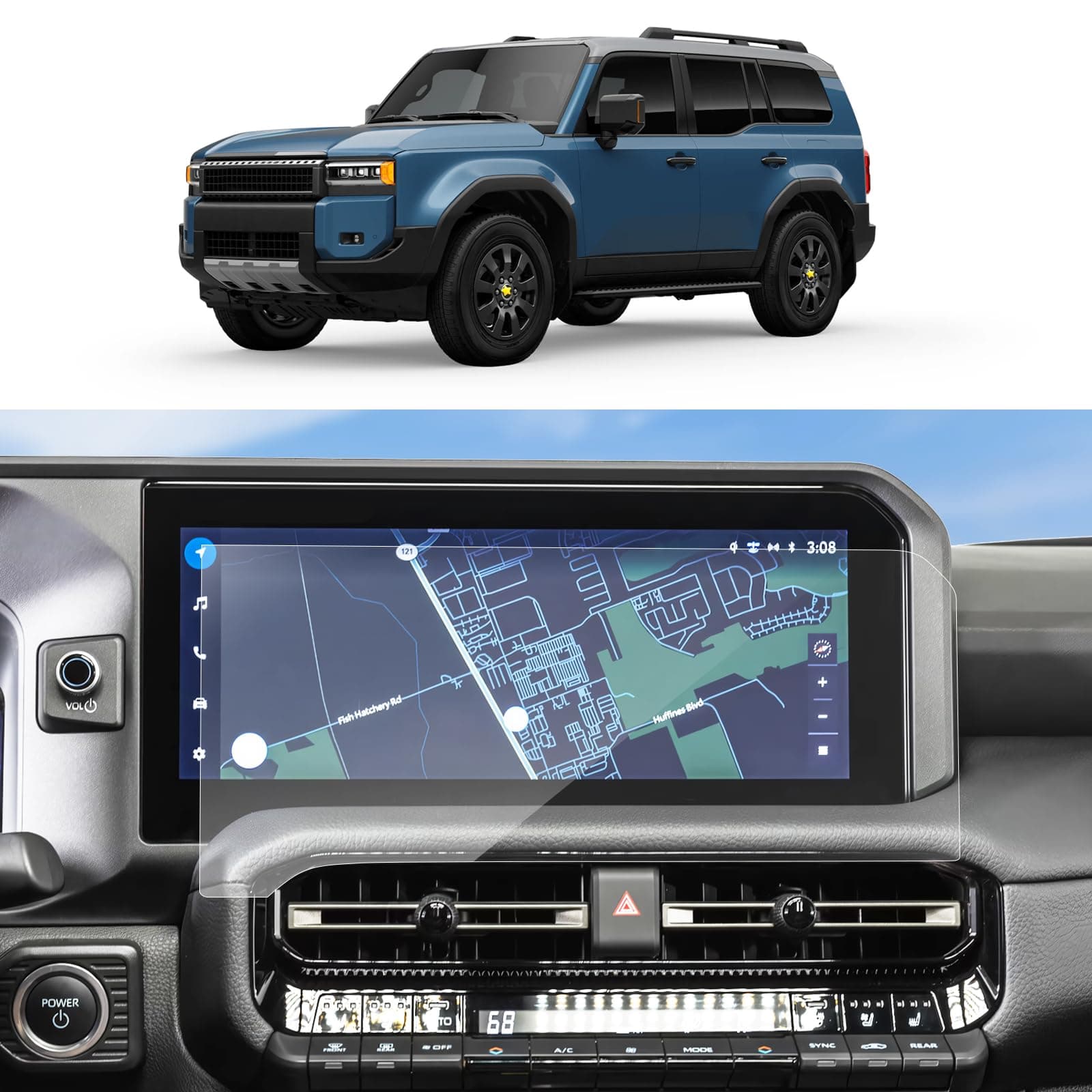 SKTU 2-Pack 12.3-Inch Screen Protector for 2024/2025 Toyota Land Cruiser (First Edition) Navigation Display