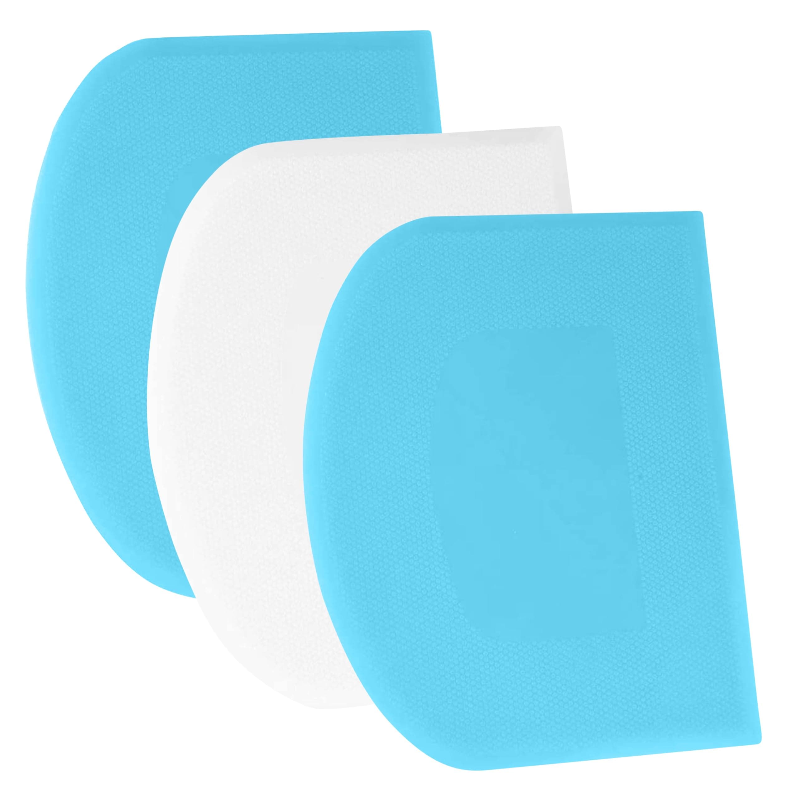 SURDOCA Dough Scraper Bench Scraper - 3P 7.1x4.9" Plastic Flexible Bowl Scraper, Sharp Edge & Angles Cake Scraper. Non-Slip Bakeware Decorating Tools Sculpting & Modeling Tools - Blue+White+Blue