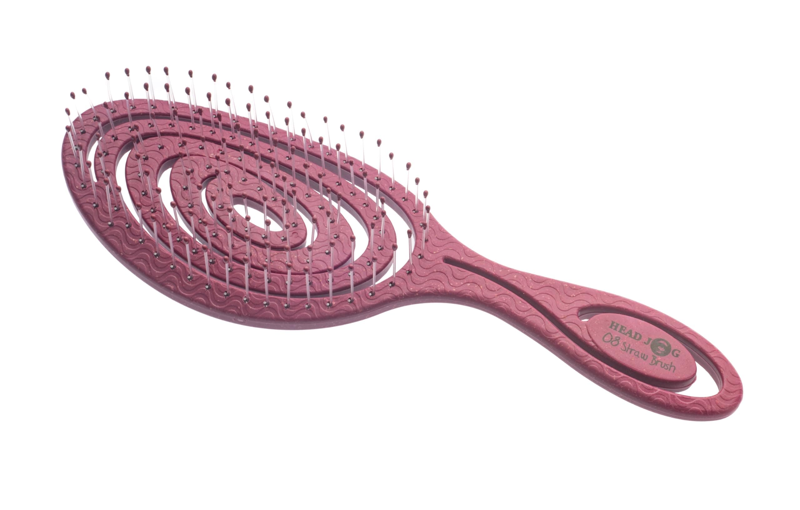 Head Jog 08 Paddle Brush Flexible Soft Pin Bristles, Detangling Wet Or Dry Hair. Gentle Brushing Hairbrush. Detangle Brushes For Straight, Curly & Wavy Hair Types. (Mulberry)