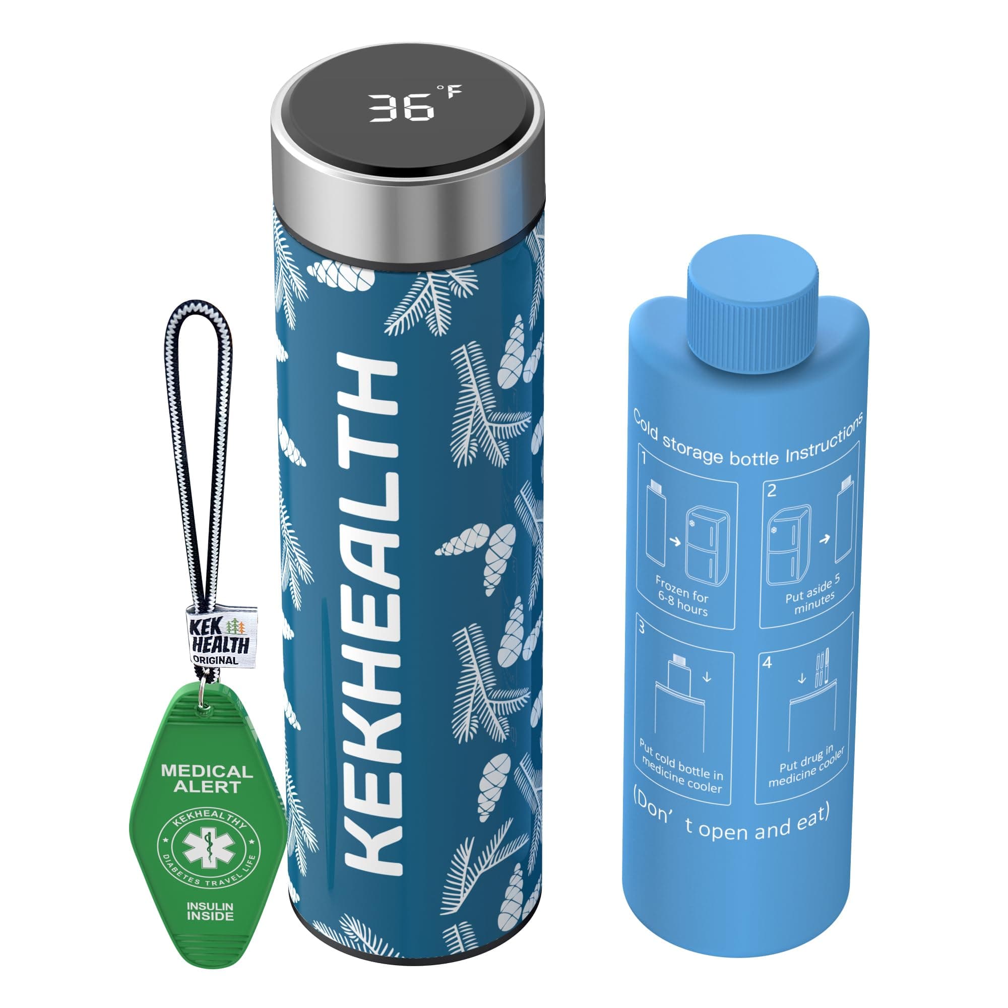 Compact 60H Insulin Cooler Travel Case Temp Display Medication Cooler for Travel TSA Approved Ice Packs Insulated Medicine Bag EpiPen Case Diabetic Cooler with QR Medical Alert Tag (Hazel)