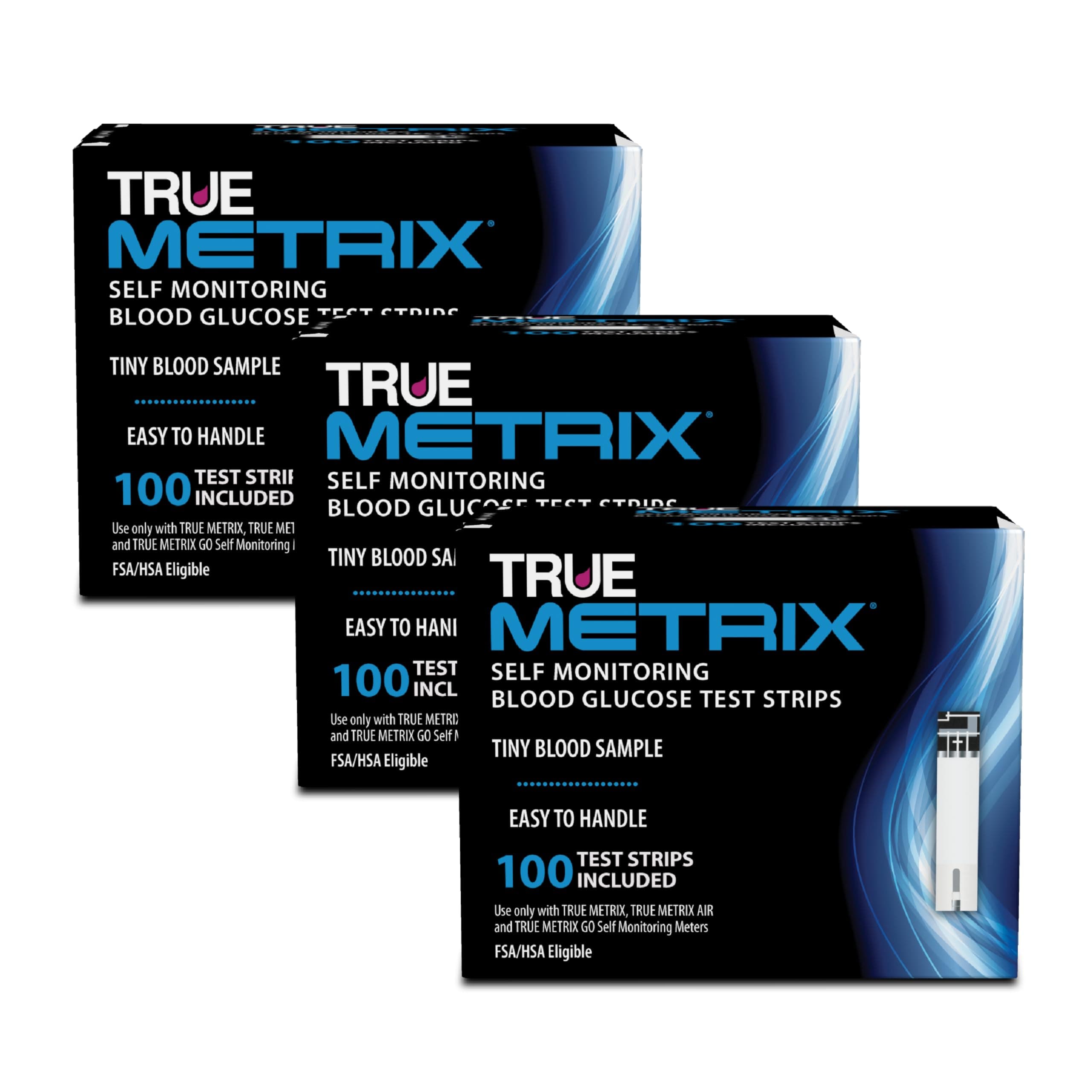 TRUE METRIX Self Monitoring Blood Glucose Test Strips, TRUE METRIX Family of Self Monitoring Blood Glucose Meters, Value Pack, 300 Count (3, 100-Count Boxes)