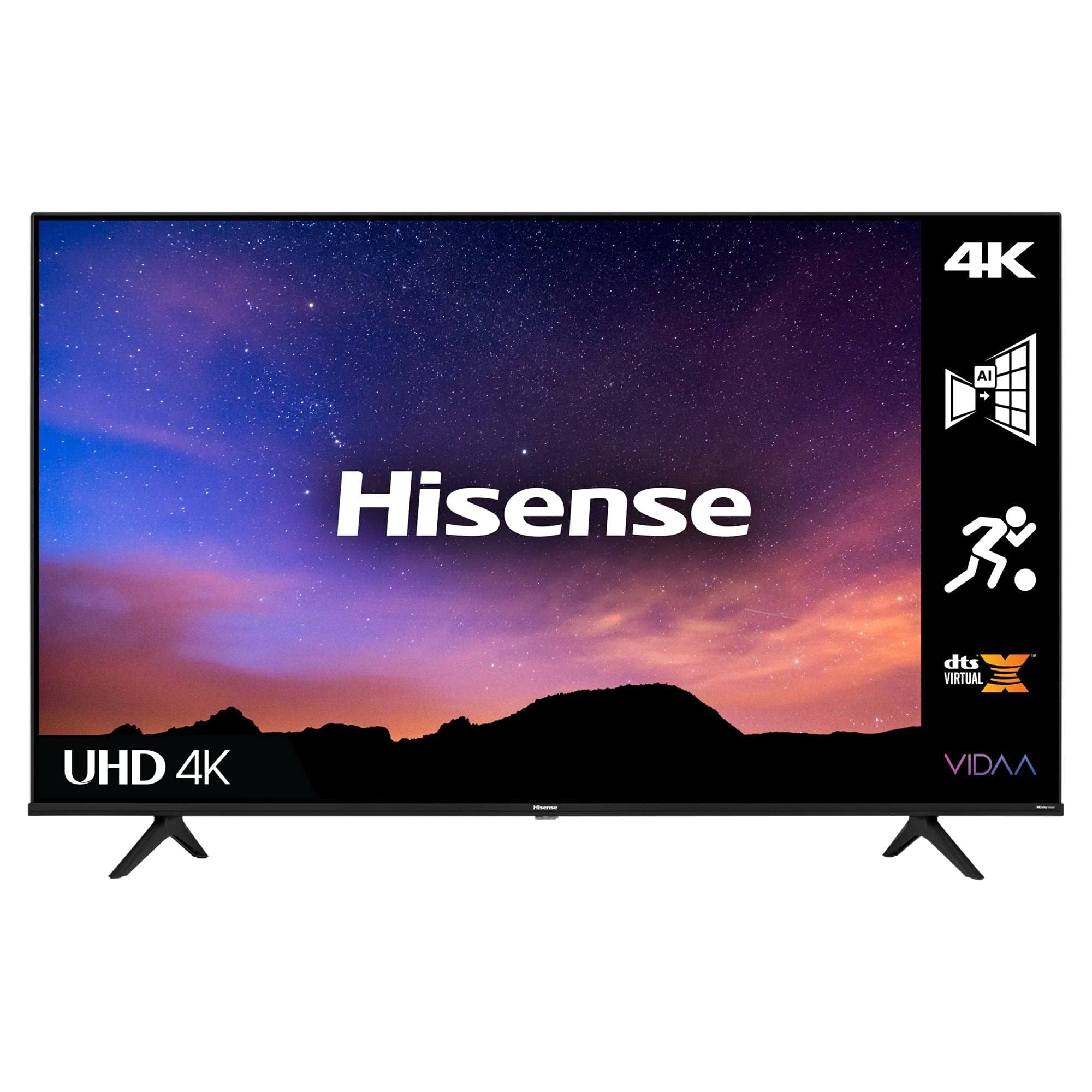 Hisense 43 Inch TV 4K UHD Smart TV, With Dolby Vision HDR, DTS Virtual X, YouTube, Netflix, Freeview Play & Alexa Built-in, Bluetooth & WiFi Black Model 43A6GTUK -1 Year Full Warranty.