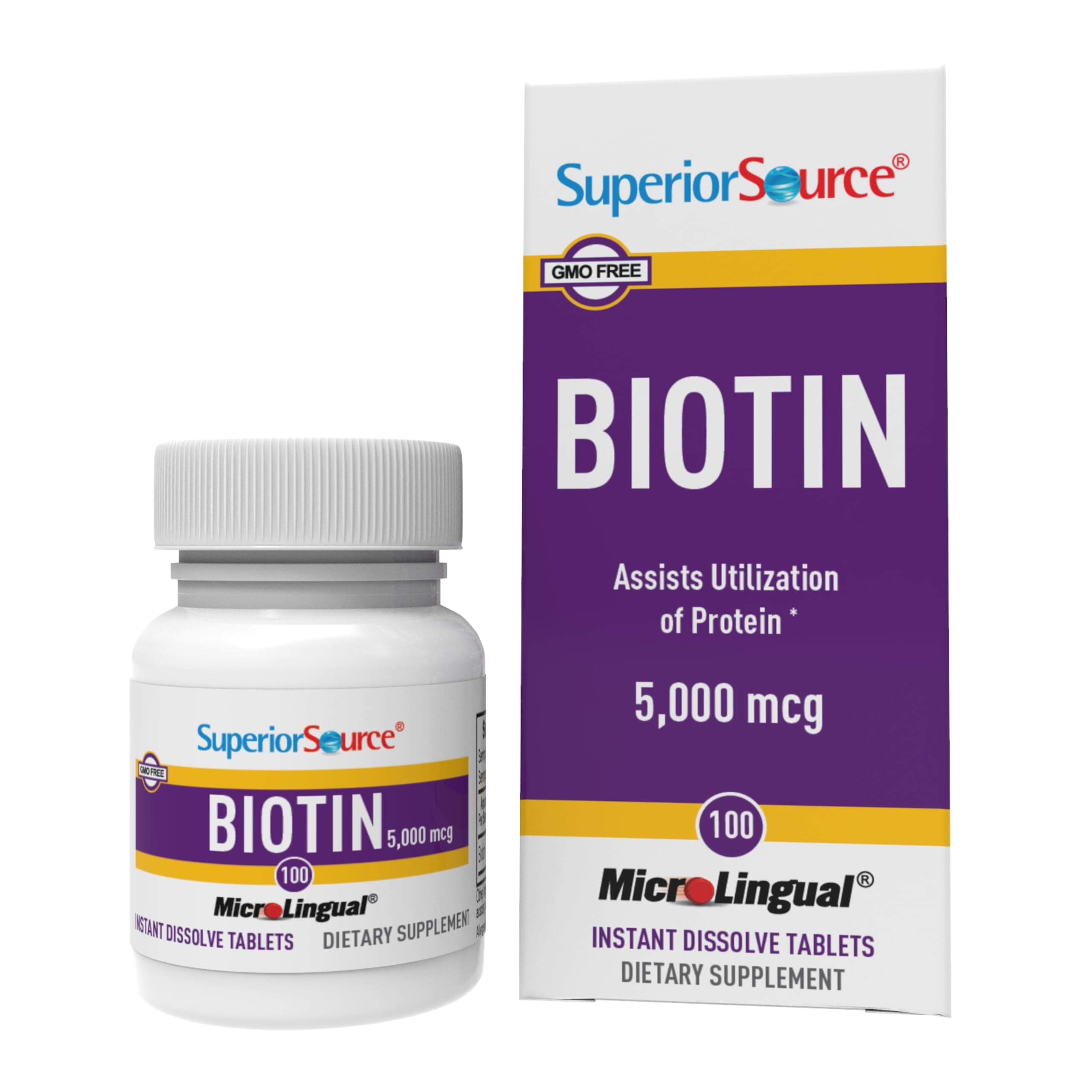 Biotin 5000 mcg. Under The Tongue Quick Dissolve MicroLingual Tablets, 100 Count, Supports Healthy Hair, Skin, and Nail Growth, Helps Support Energy Metabolism, Non-GMO