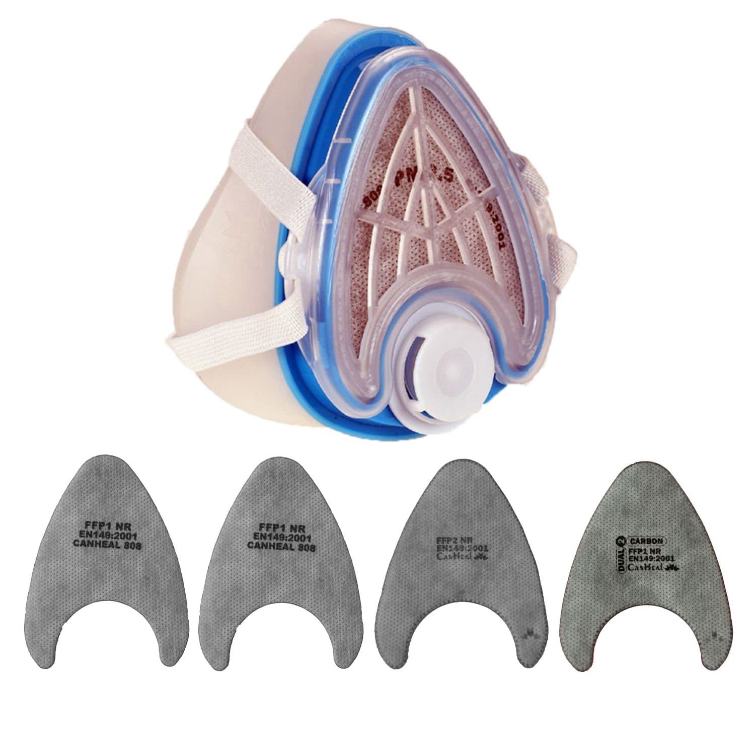 Dust Mask Washable and Reusable Any Color + 4 Active Carbon Filters Included (Medium - Large, Mixed Color)