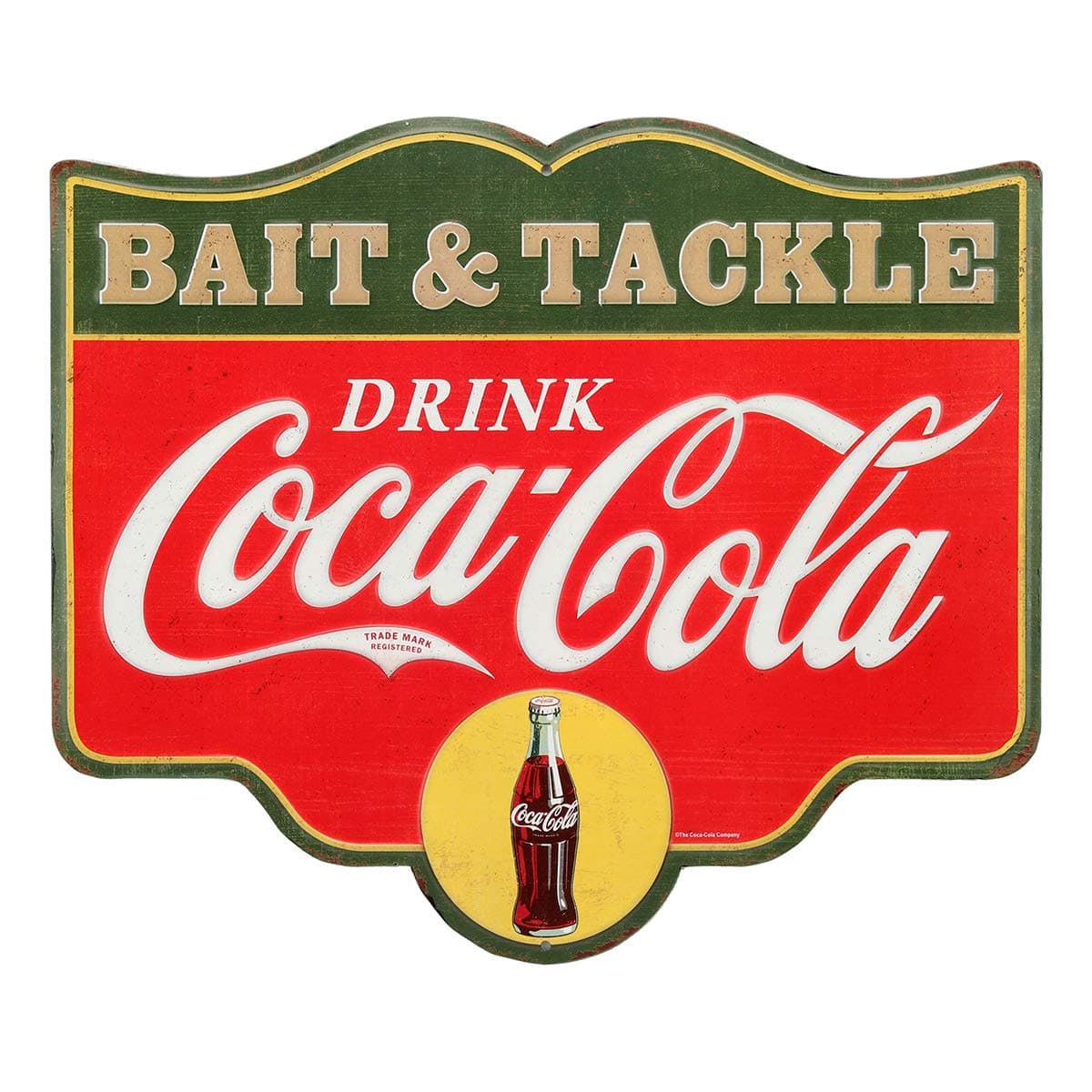 Open Road Brands Coca-Cola Bait & Tackle Embossed Metal Sign