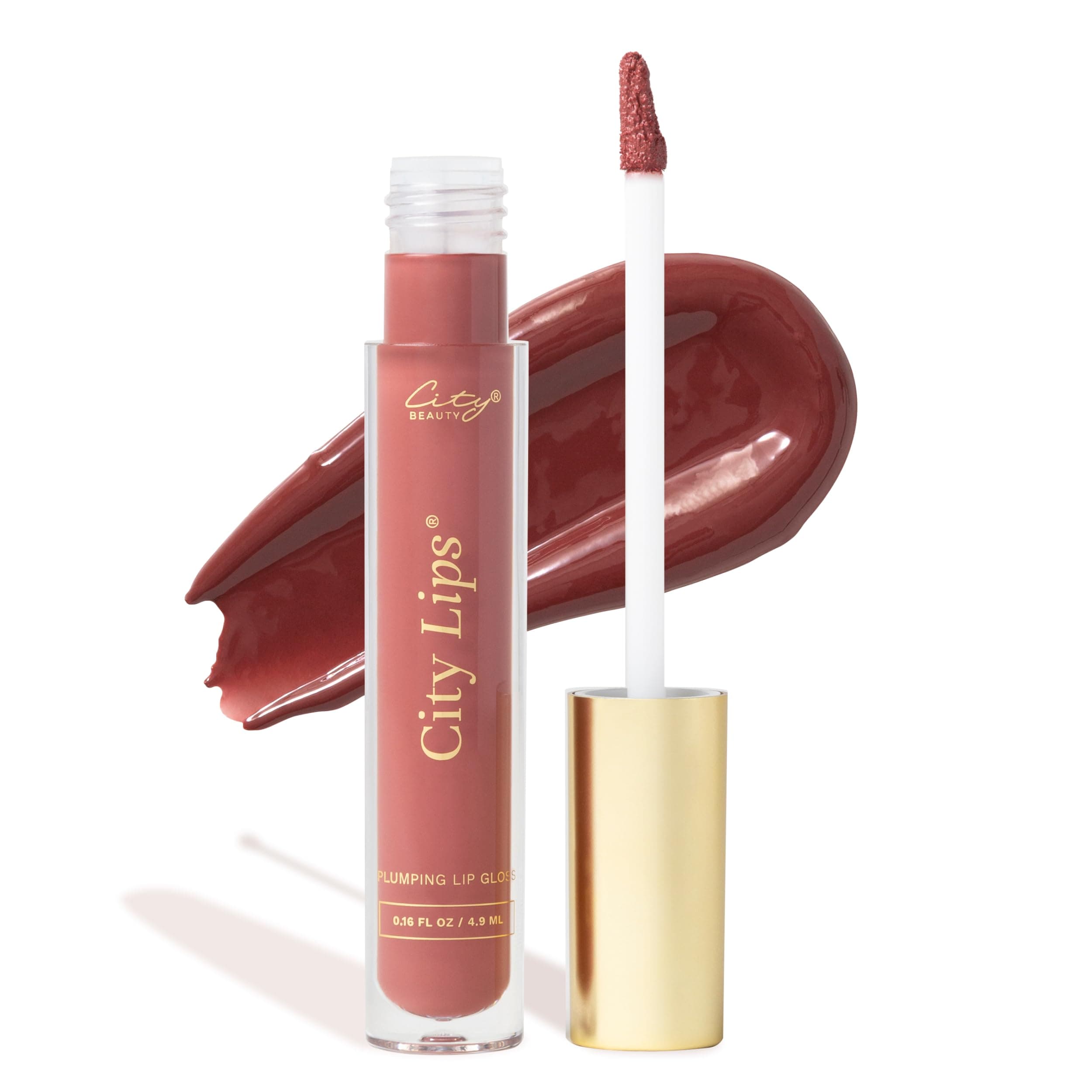 Lips - Plumping Lip Gloss - Hydrate & Volumize - All-Day Wear - Hyaluronic Acid & Peptides Visibly Smooth Lip Wrinkles - Cruelty-Free (Crimson)