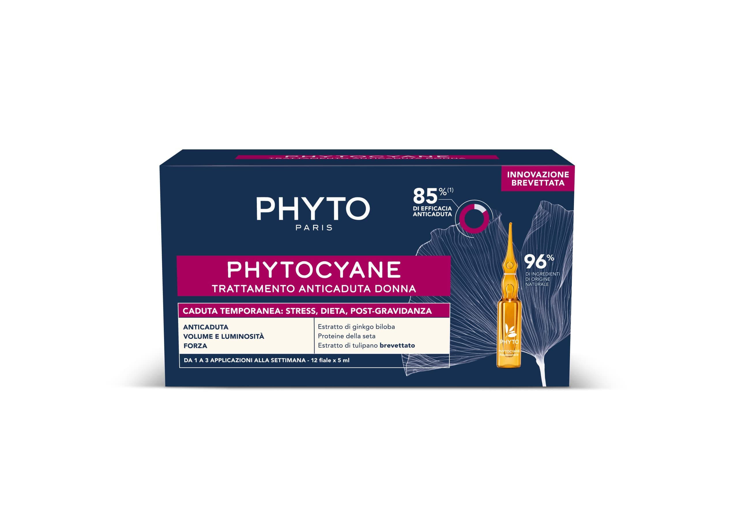 Phyto Phytocyane Anti-Hair Loss Treatment in Ampoules, Optimal for Temporary Female Hair Loss, 12 Vials of 5 ml