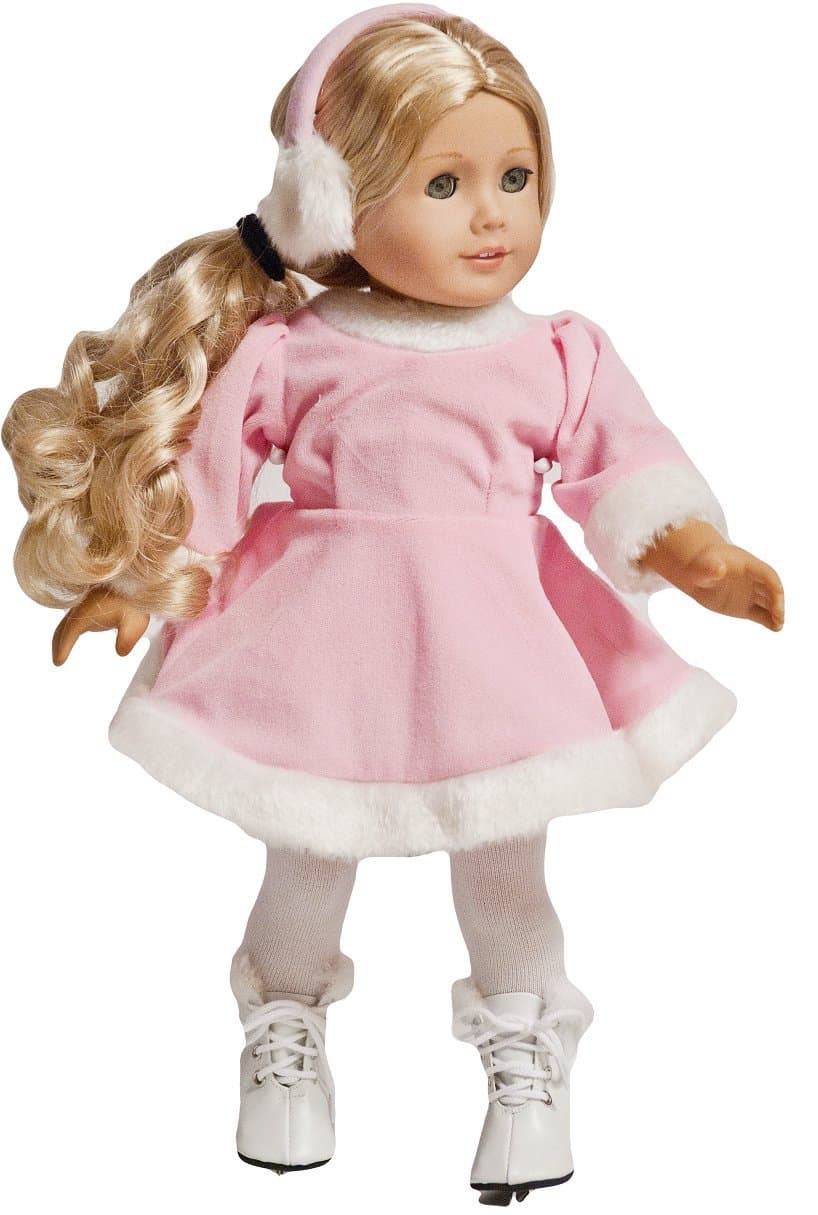 Pink Ice Skating Outfit Compatible with American Girl Dolls 18 inch Doll Outfit Doll Clothes & Accessories 2 Piece Set (Doll, Skates and Ear Muffs not Included)