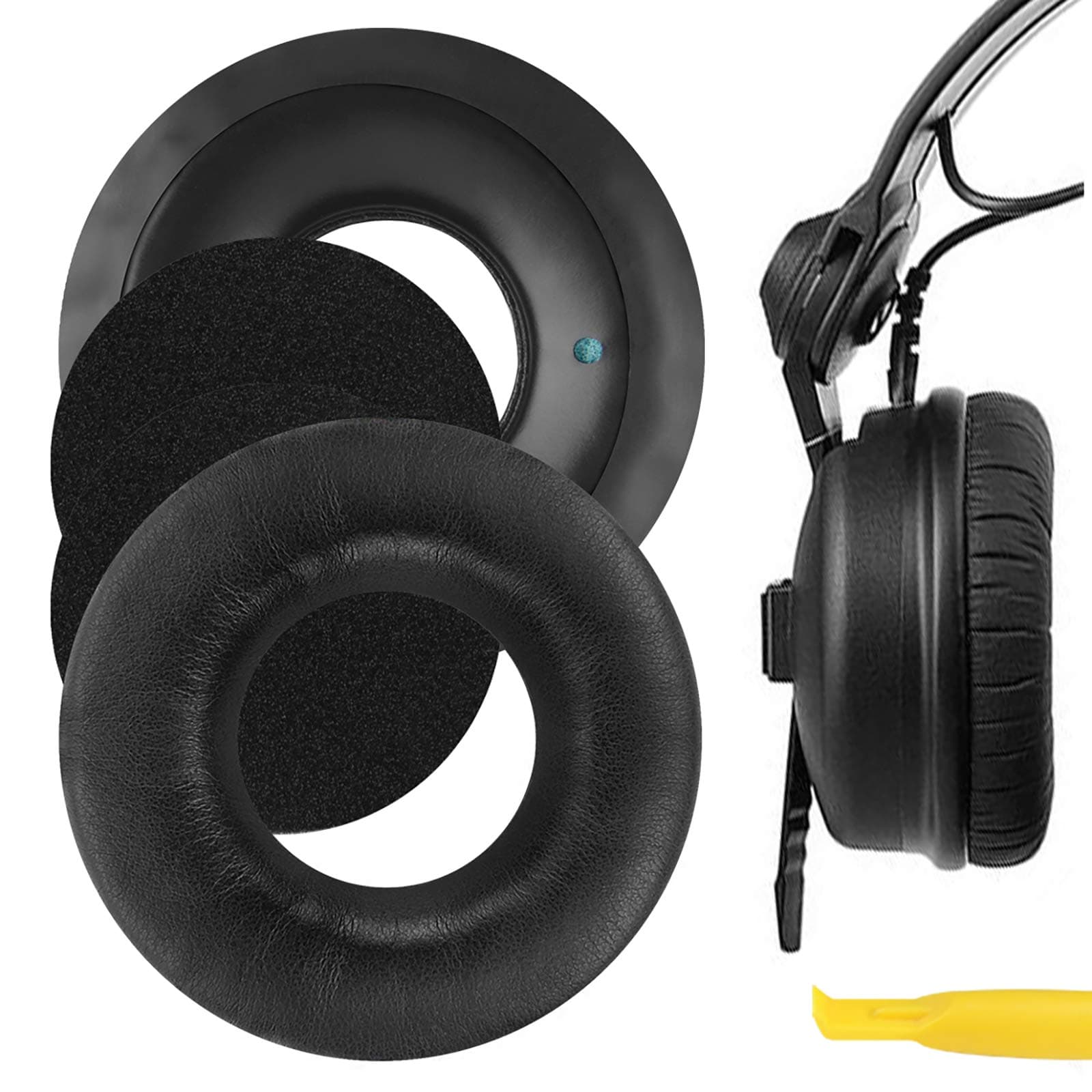 Geekria Replacement Ear Pads for Sennheiser HD25-1, HD25-II, HD25SP, HD25SP-II Headphones Ear Cushions, Repair Parts (Black)