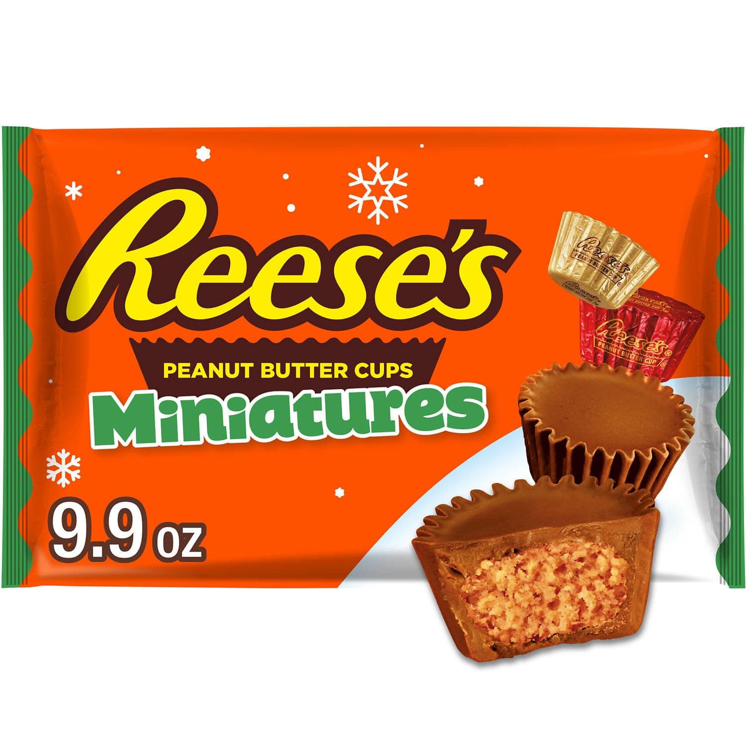 Miniatures Milk Chocolate Peanut Butter Cups, Christmas Candy Bag, 9.9 oz