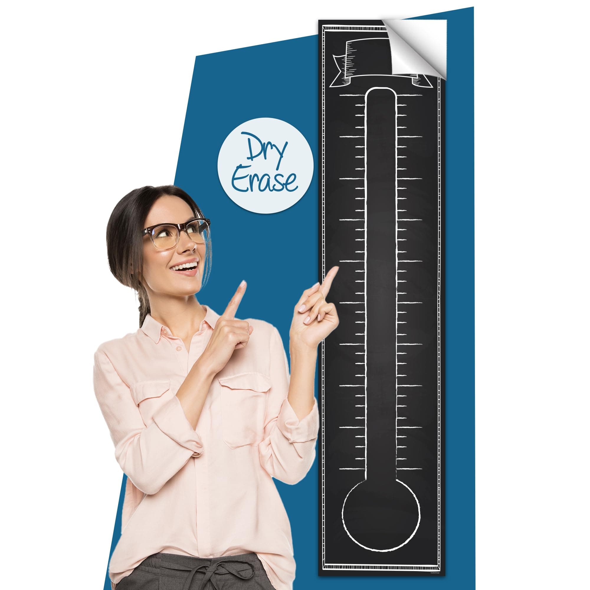 Fundraising Goal Thermometer Chart - 11" x 48", Reusable, Dry Erase Goal Tracker - Great for Schools, Churches, Offices & Charities