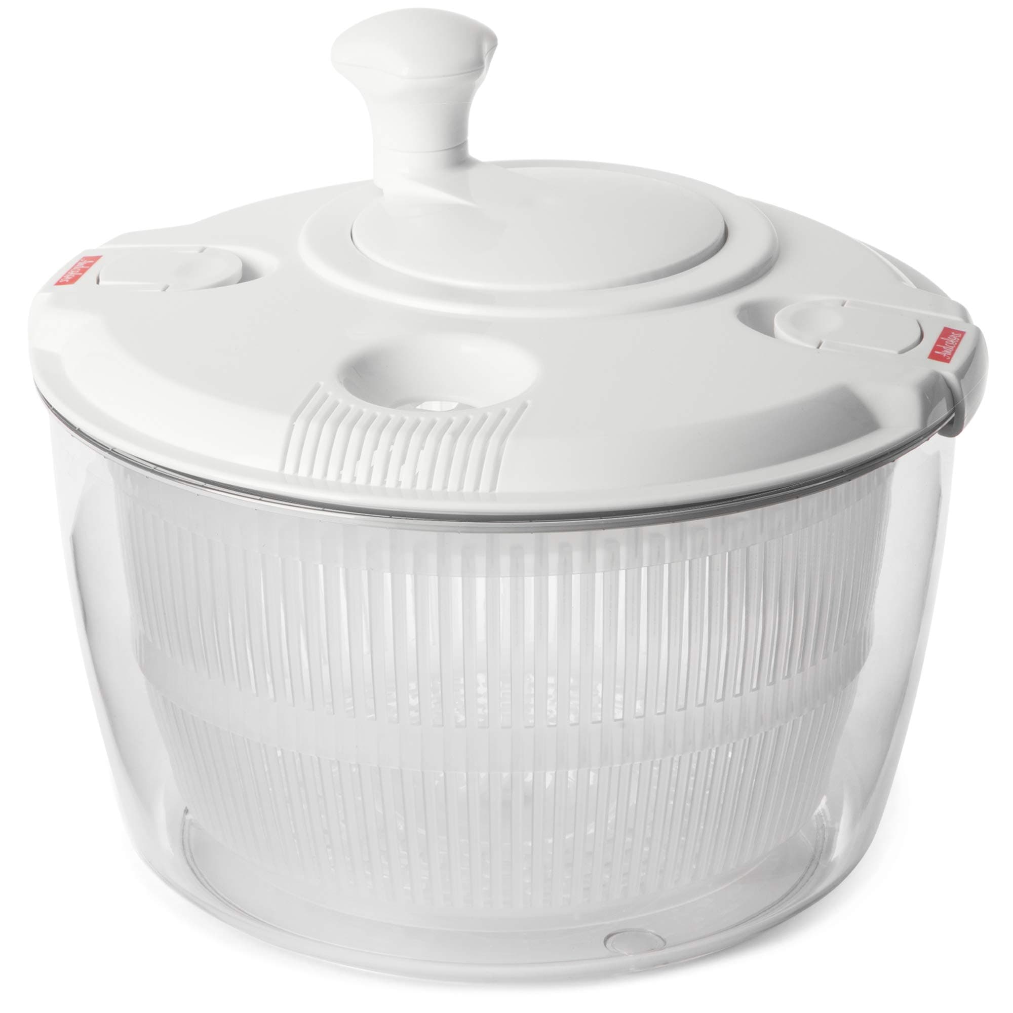 Deluxe Salad Spinner Large 4.7 qt Size BPA Free Clips & Locking Tabs for Safety Dry & Drain Lettuce Easily for Crisper Salads in Half the Time Bowl Goes from Prep to Table (Large)