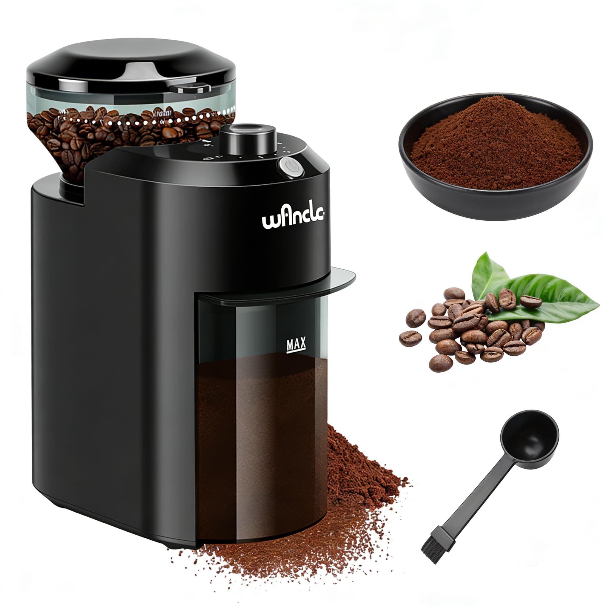 Wancle Electric Burr Coffee Grinder - Adjustable with 28 Precise Grind Settings for 12 Cups - Professional Coffee Bean Grinder