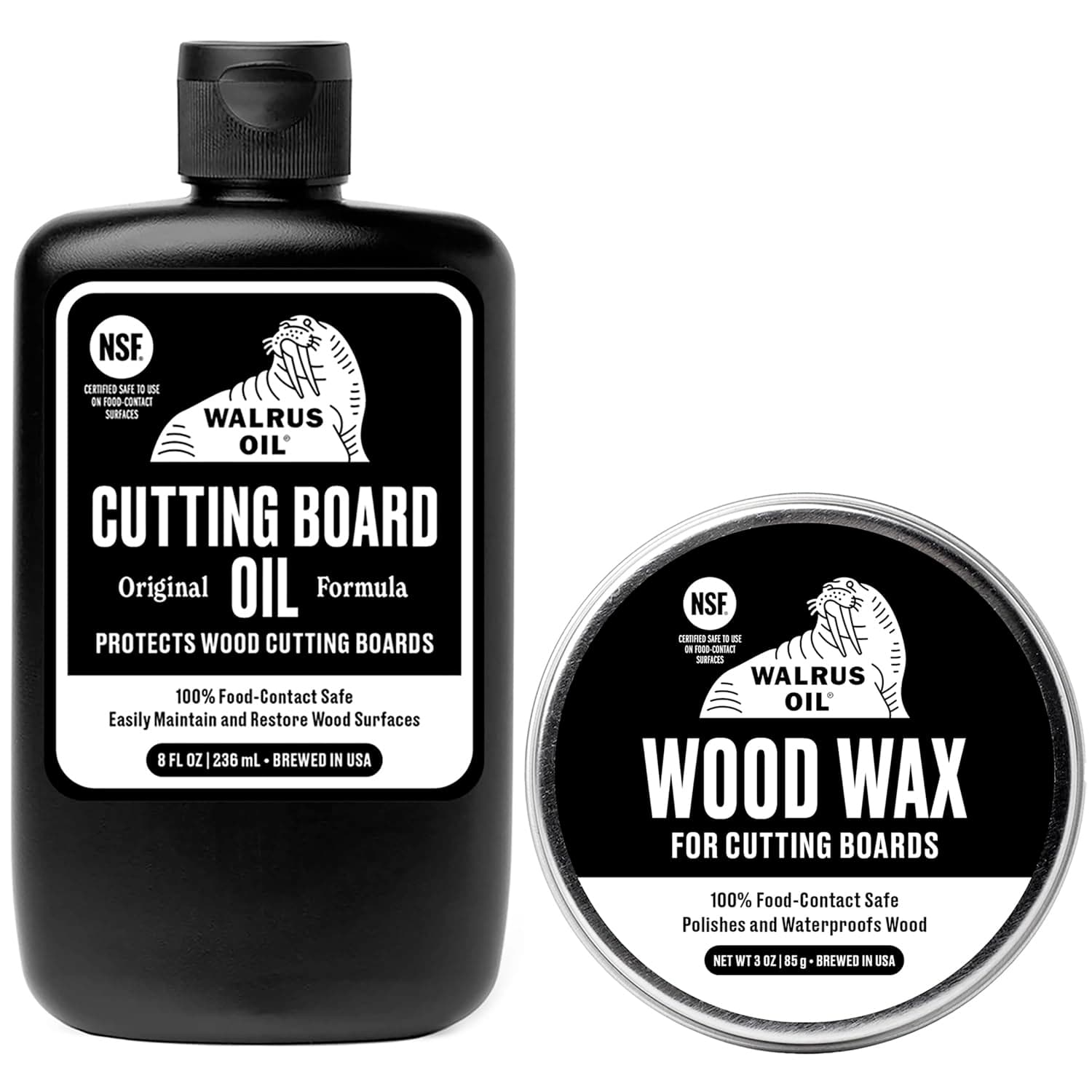 Cutting Board Oil and Wood Wax Set. For Cutting Boards, Butcher Blocks, Wooden Spoons, and Bowls. 100% Food-Safe.