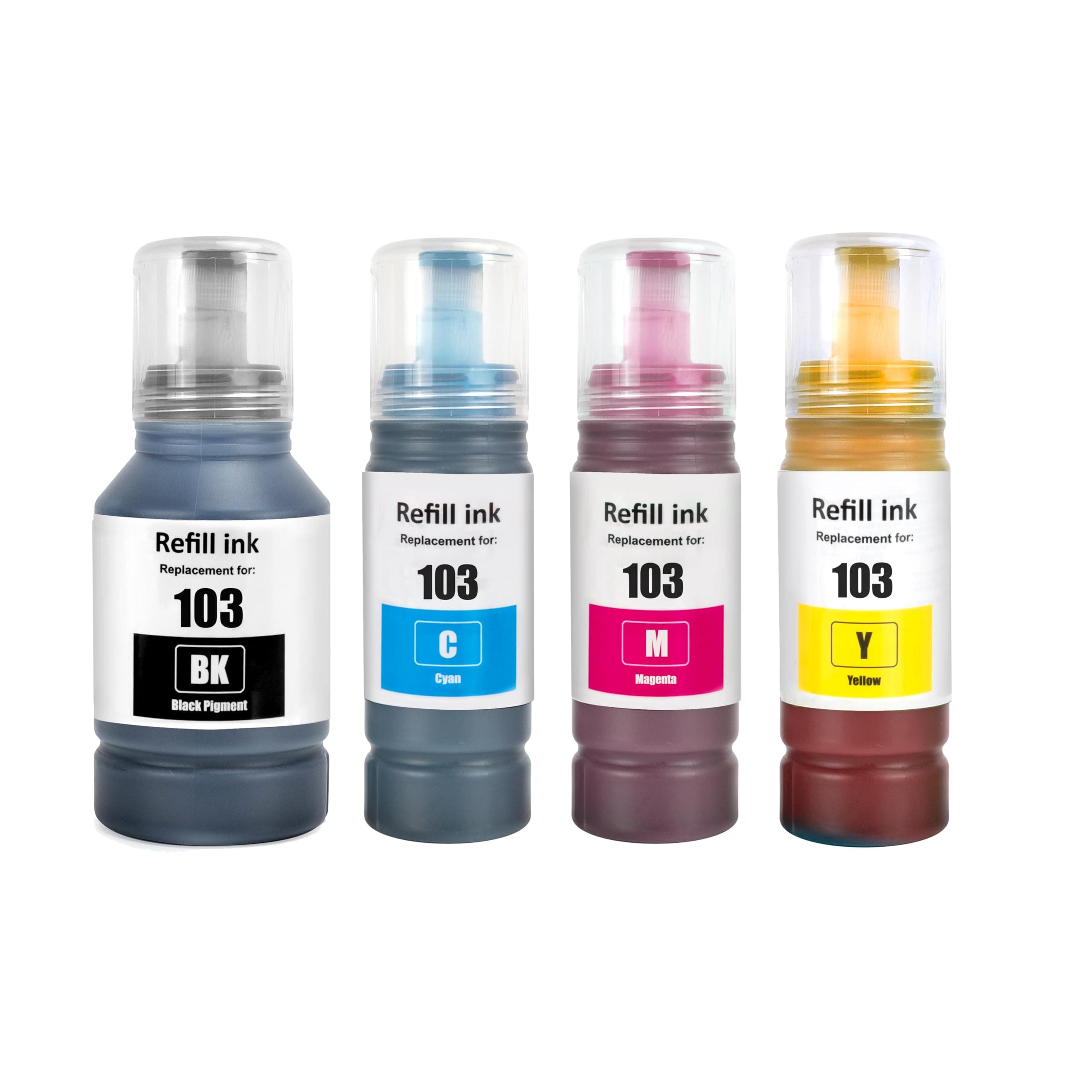 Ink Set 103 for EcoTank 135ml for Black 70ml for each Cyan Magenta Yellow for EPSON Combo Set 4-Pack for L3252 L1110 L3110 L3111 L3150 L3151 L3156 L3160 L5190