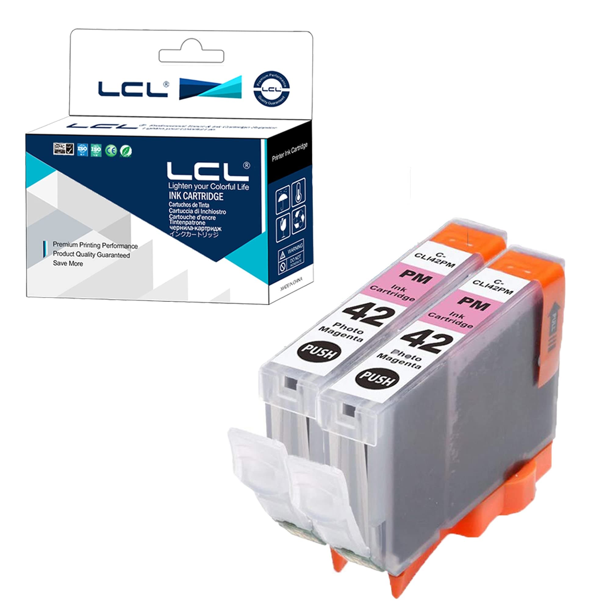 LCL Compatible Ink Cartridge Replacement for Canon CLI42 CLI-42 PM CLI-42PM Pro-100 Pro-100S (2-Pack Photo Magenta)