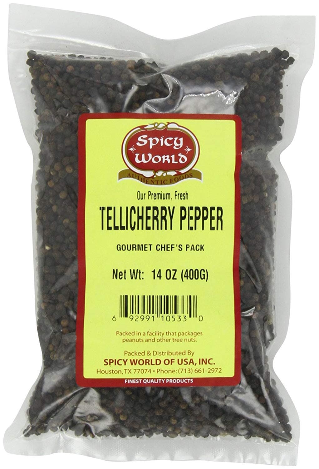 Tellicherry Peppercorn (Whole)-Black Tellicherry, 14 Oz Unit By Spicy World