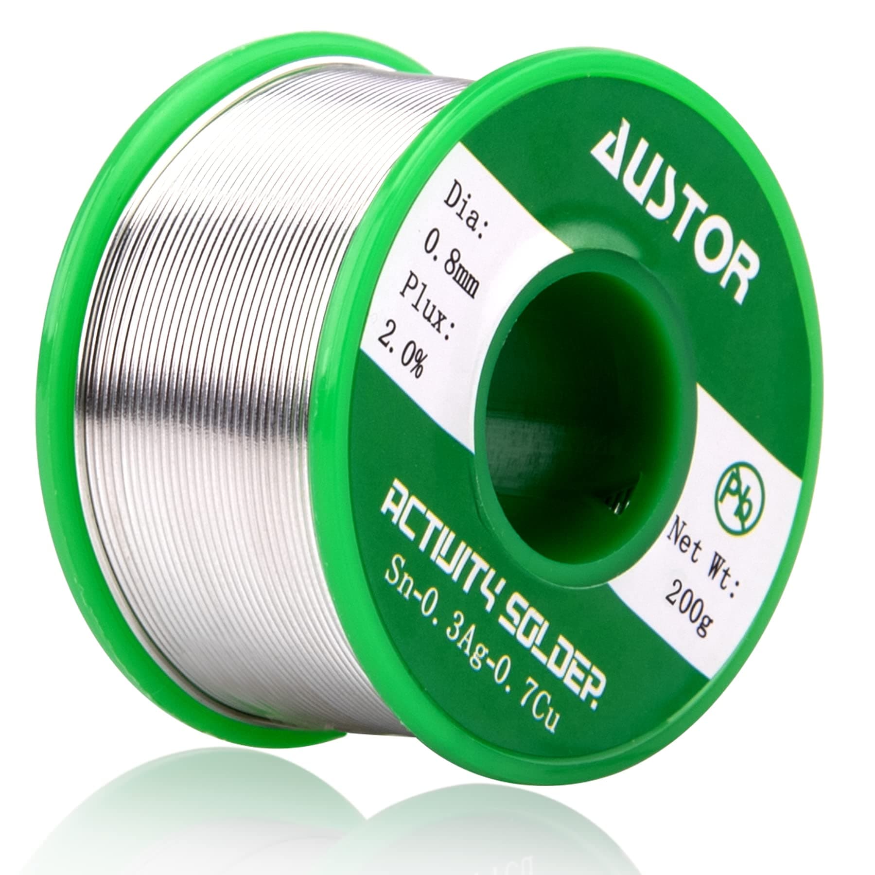 AUSTOR 0.8mm Lead Free Solder Wire with Rosin Core, 200g