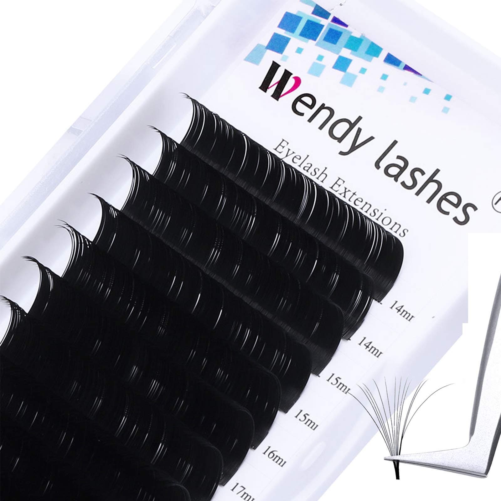 Easy Fan Lashes, C Curl 0.07mm 14-20mm Mixed Easy Fan Russian Lashes Extension Self Fanning Lashes 2D 3D 5D Easy Fanning Lashes Volume Eyelashes Extensions(KH-0.07-C-MIX14-20)
