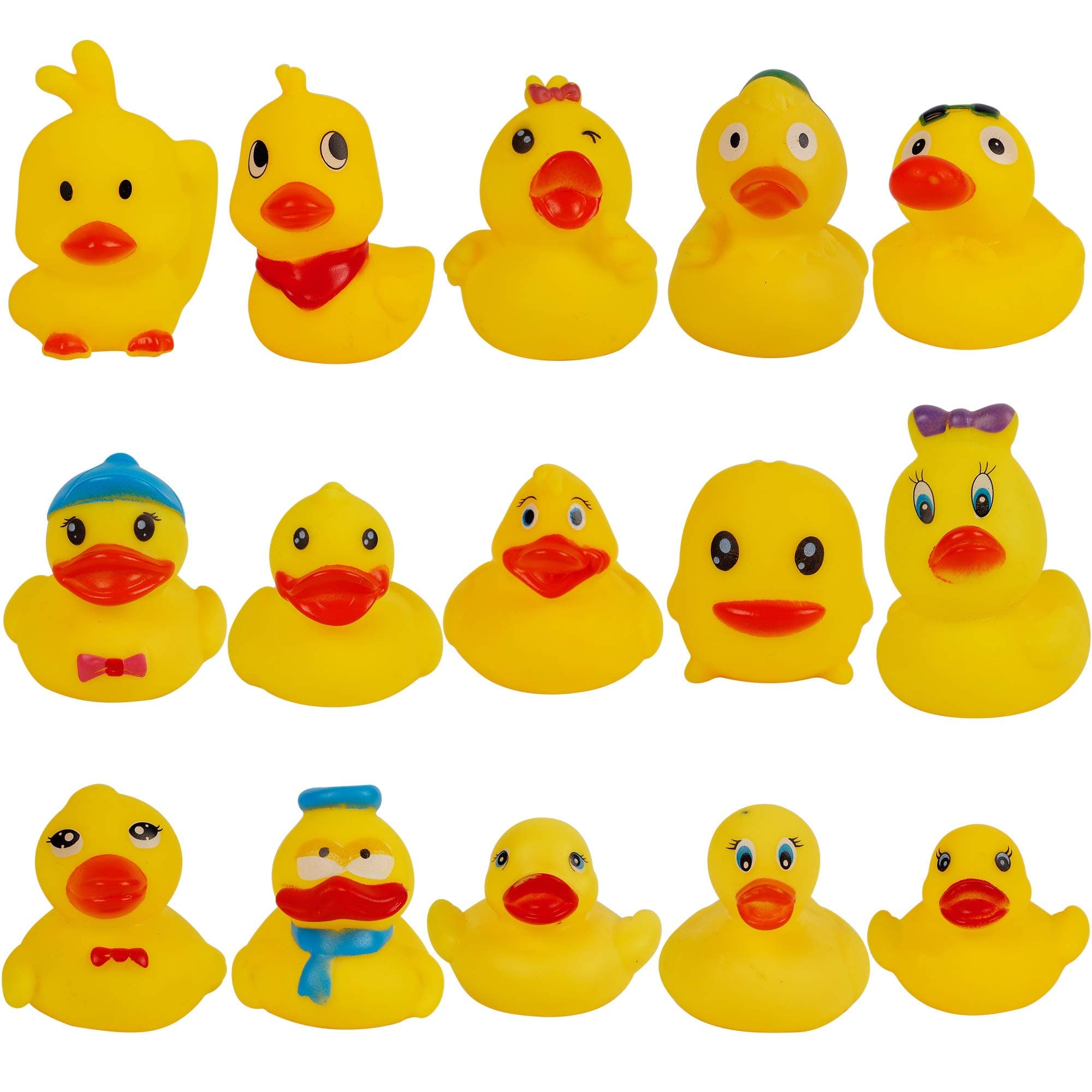 Set of 15 Duck Bath Toy Rubber Duckies, 2 Inches Bathtub Duck Set Squeak Rubber Floating Duck Baby Shower Bath Tub Pool Toys