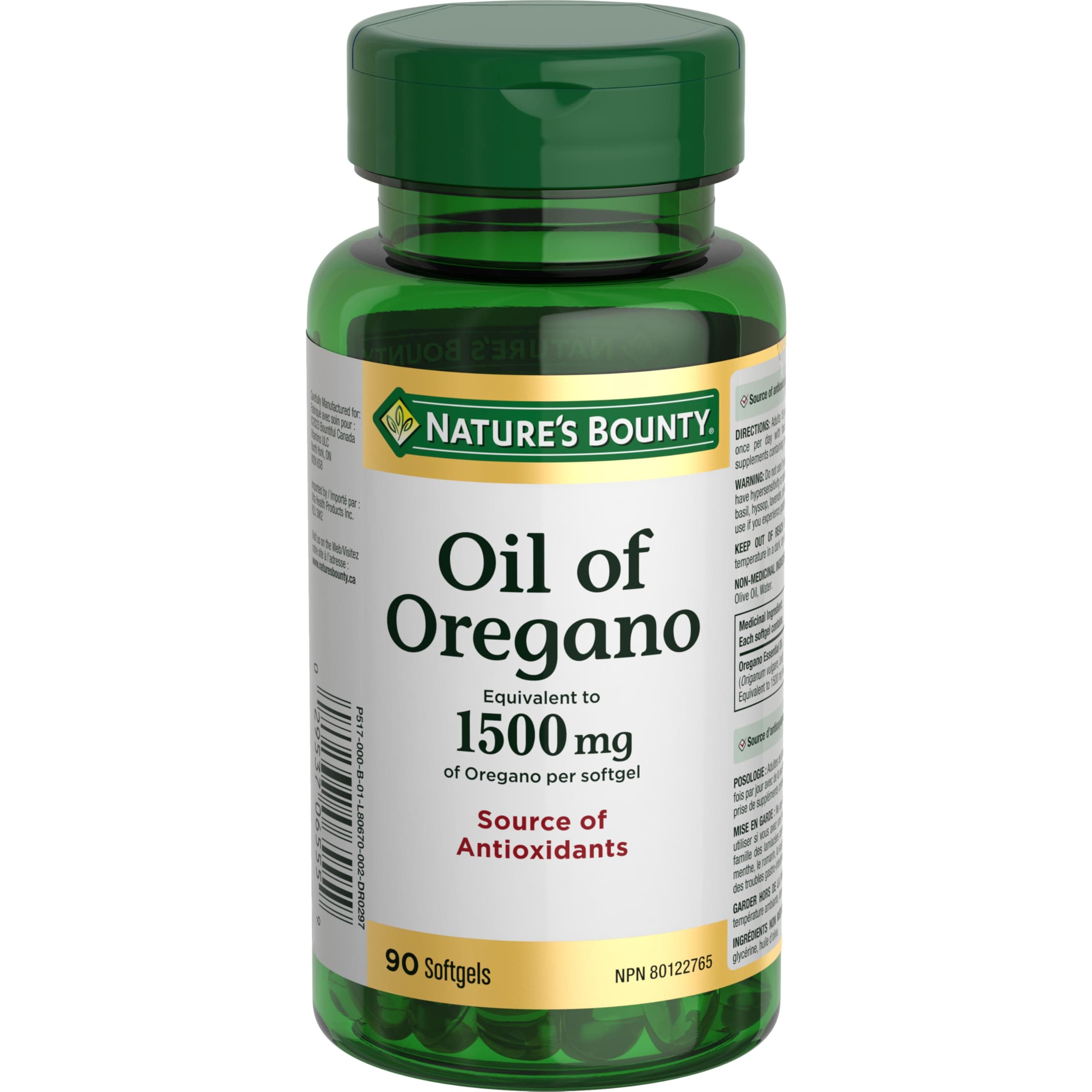 Nature's Bounty Oil of Oregano 1500 mg 90 Liquid Softgels (Packaging May Vary)
