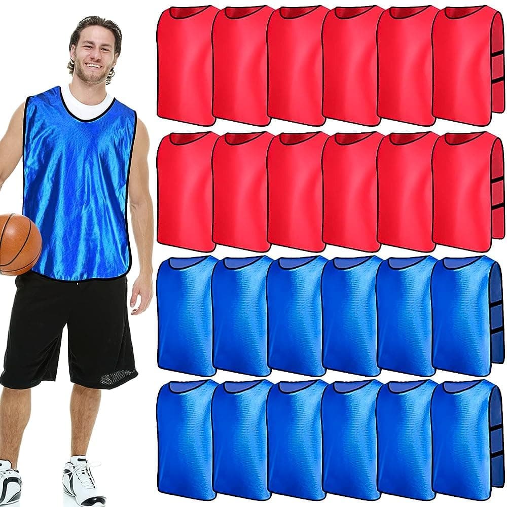24 Pack Pinnies Scrimmage Practice Vests Soccer Basketball Training Jersey for Youth Adult Team Sports Football Practice Vest