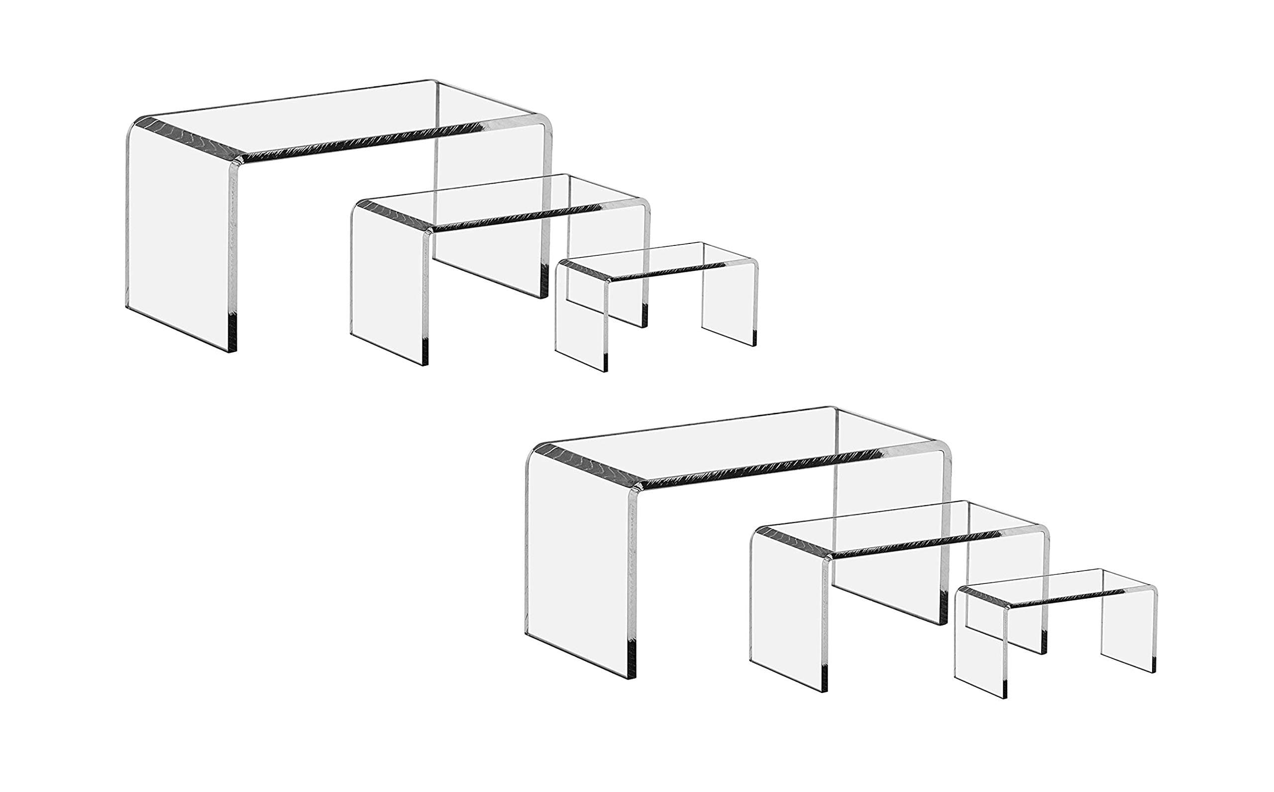 FlanicaUSA 6 Pieces Set - Clear Acrylic Display Riser Set, Acrylic Display Stand