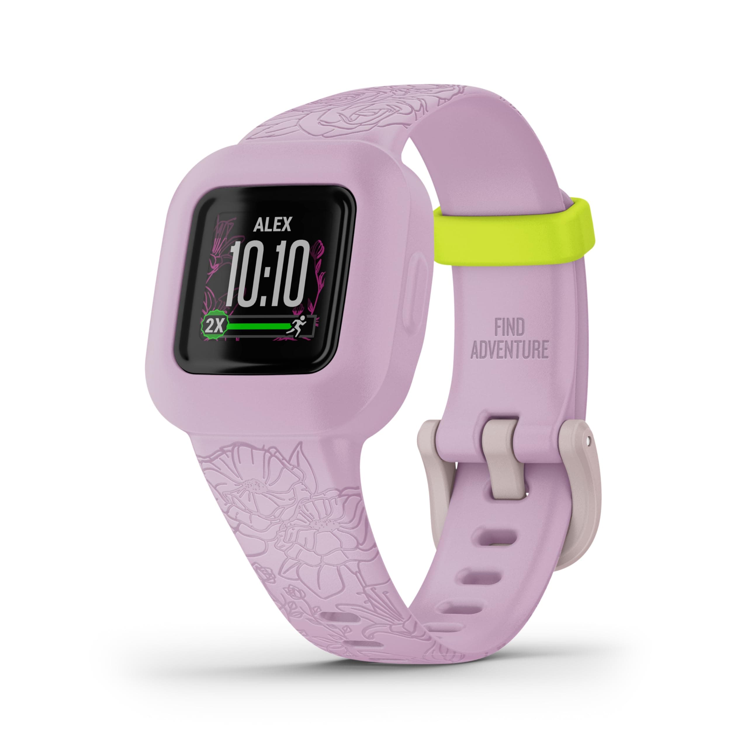 vivofit jr. 3, Fitness Tracker for Kids, Includes Interactive App Experience, Swim-Friendly, Up to 1-Year Battery Life, Lilac Floral