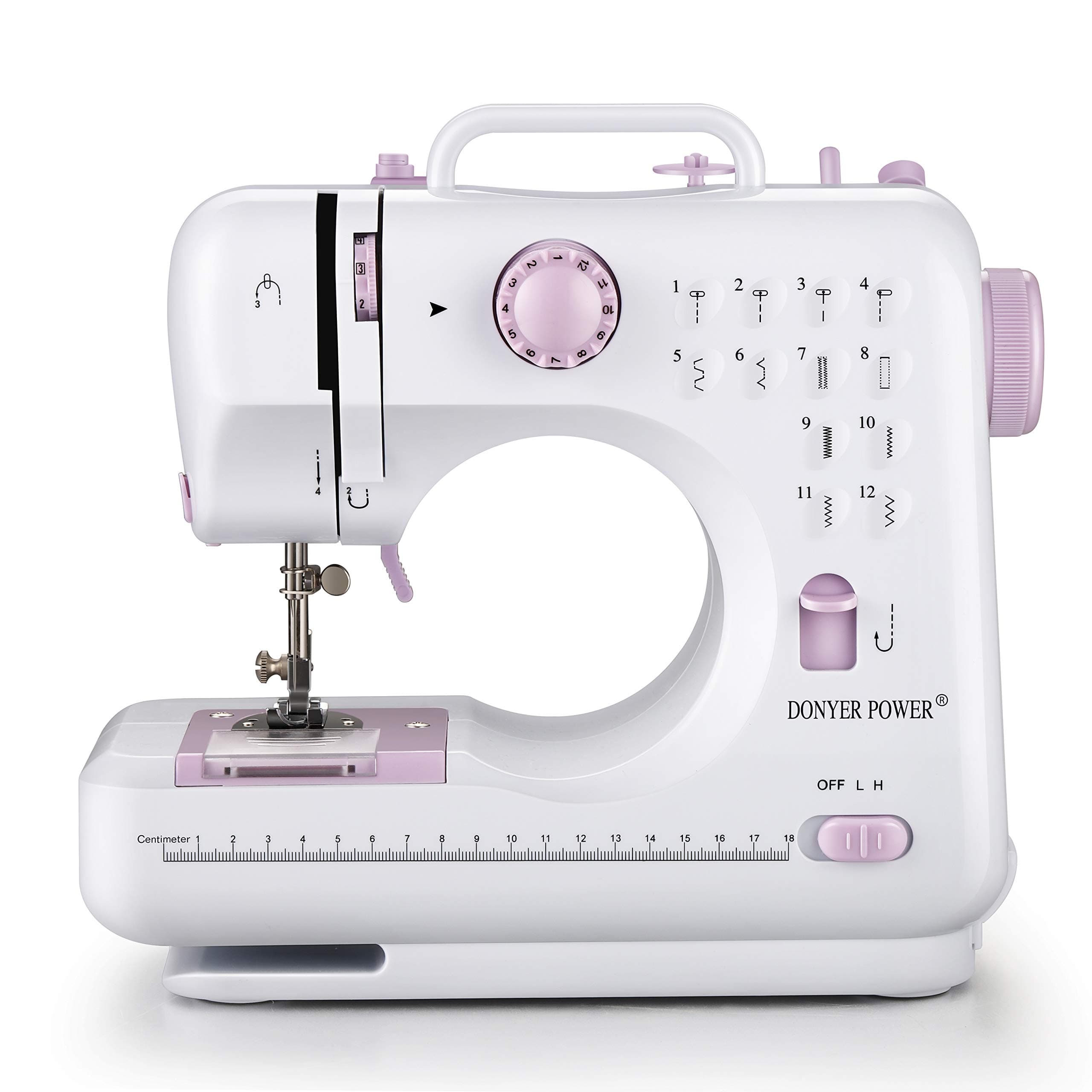 DONYER POWER Electric Sewing Machine Portable Mini with 12 Built-in Stitches, 2 Speeds Double Thread, Embroidery,Foot Pedal