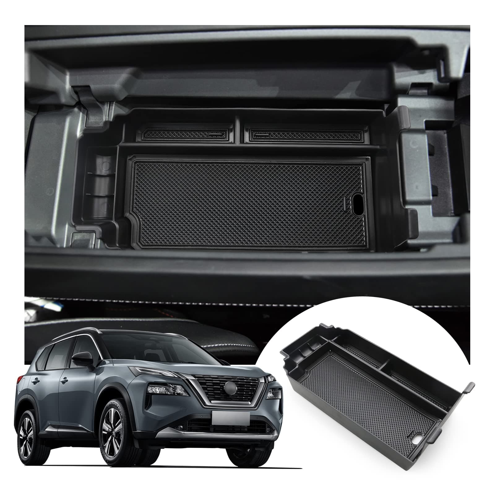 LFOTPP Compatible with Nissan X-Trail T33 2022 2023 Centre Console Storage Box Storage Compartment X-Trail Accessories Armrest Organiser Tray Centre Armrest Storage Box (Black)