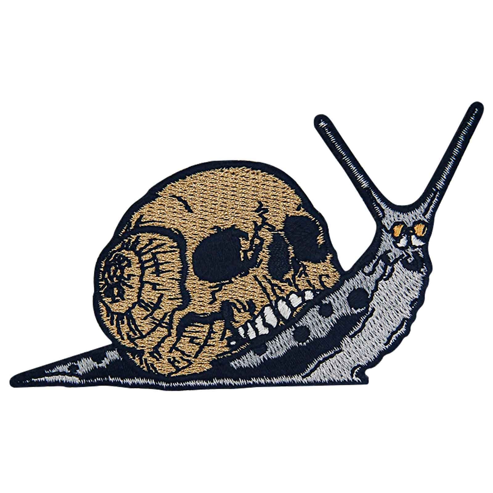 Skull Snail Patch Embroidered Applique Badge Iron On Sew On Emblem