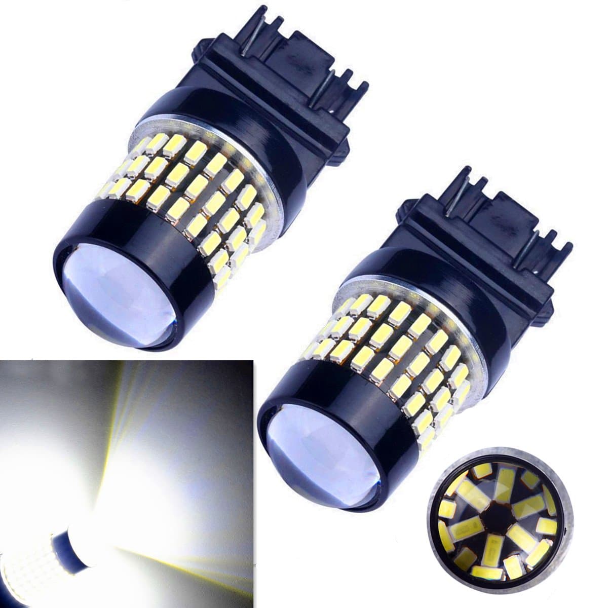 Bulbeats 1000 Lumens 2pcs 78-BX Chipsets 3056 3156 3057 3157 4157 LED Bulbs with Projector LED Bulbs,Back Up Reverse Lights,Brake Lights,Tail Lights Xenon White 6000K 12-24V